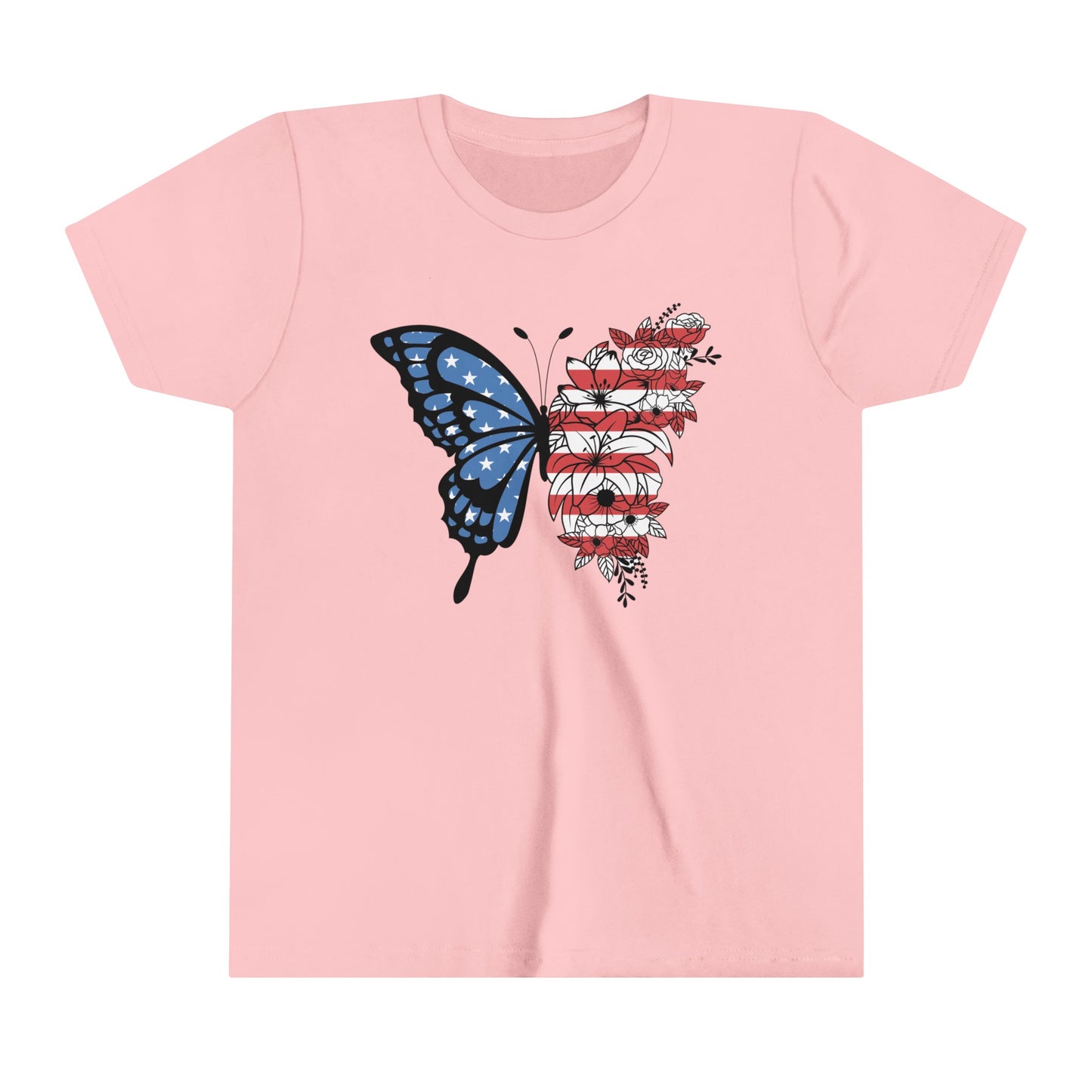 Butterfly American Flag Youth Short Sleeve Tee