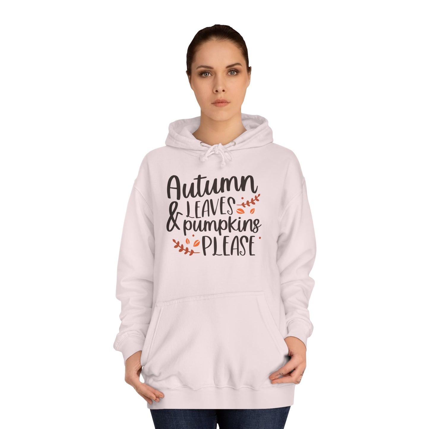 Autumn Leaves & Pumpkins Please Unisex College Hoodie