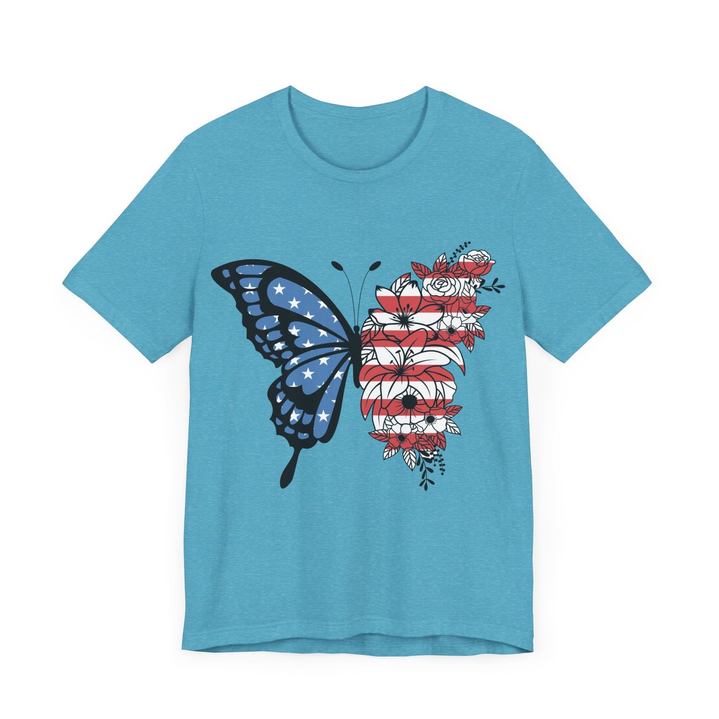 Red, White & Butterfly Jersey Short Sleeve Tee
