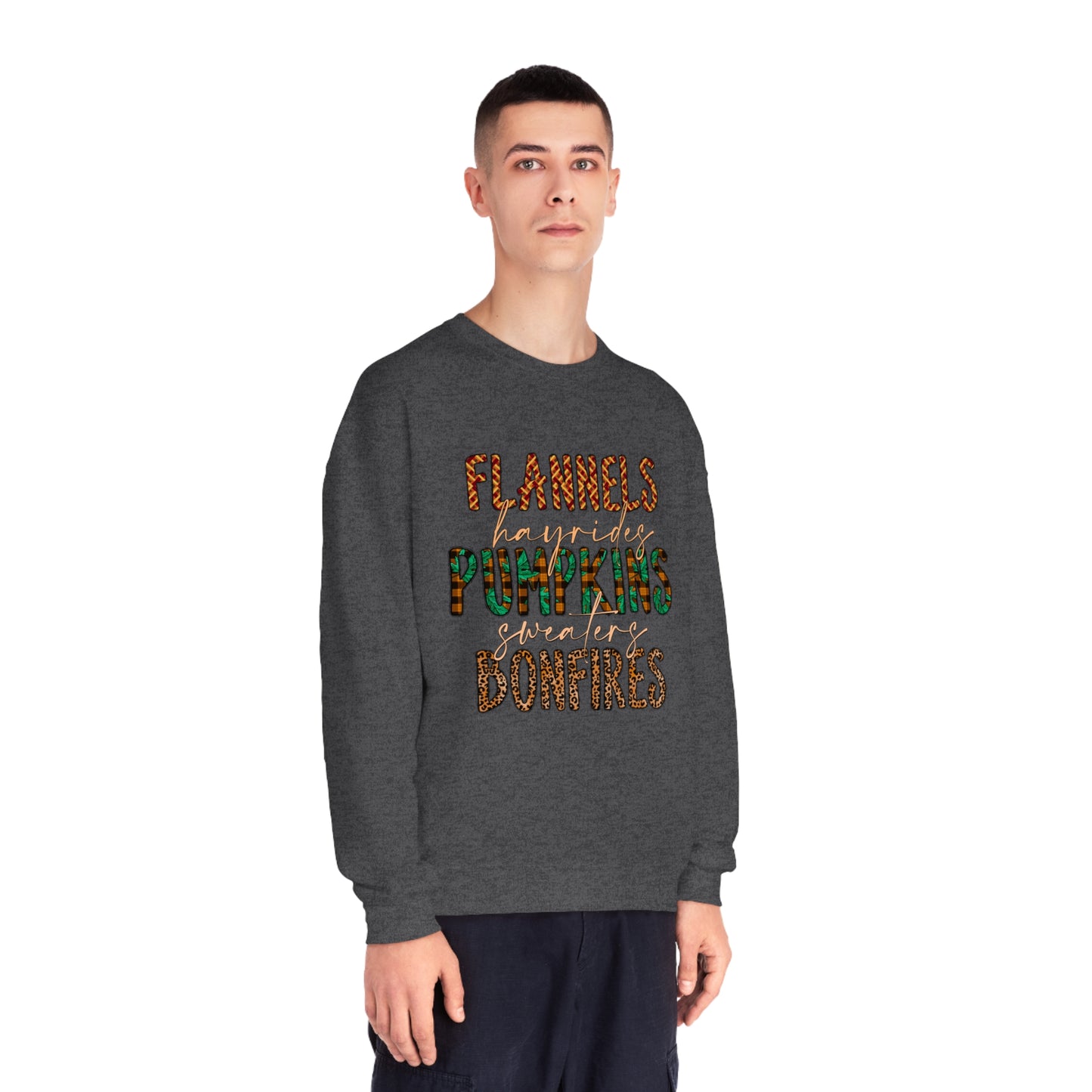 Flannels, Hayrides, Pumpkins, Sweaters, Bonfires Crewneck Sweatshirt