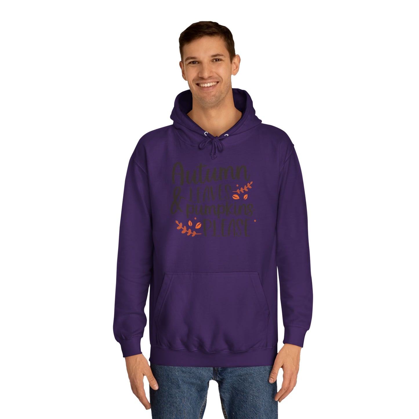 Autumn Leaves & Pumpkins Please Unisex College Hoodie