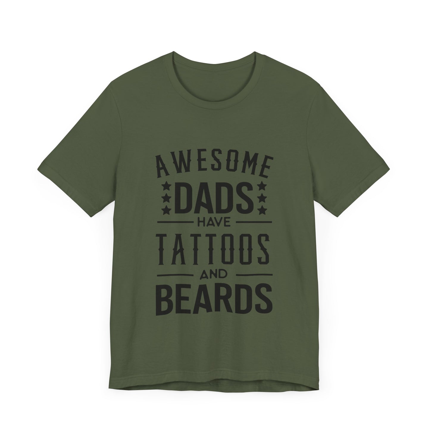 Awesome Dads Have Tattoos and Beards Jersey Short Sleeve Tee