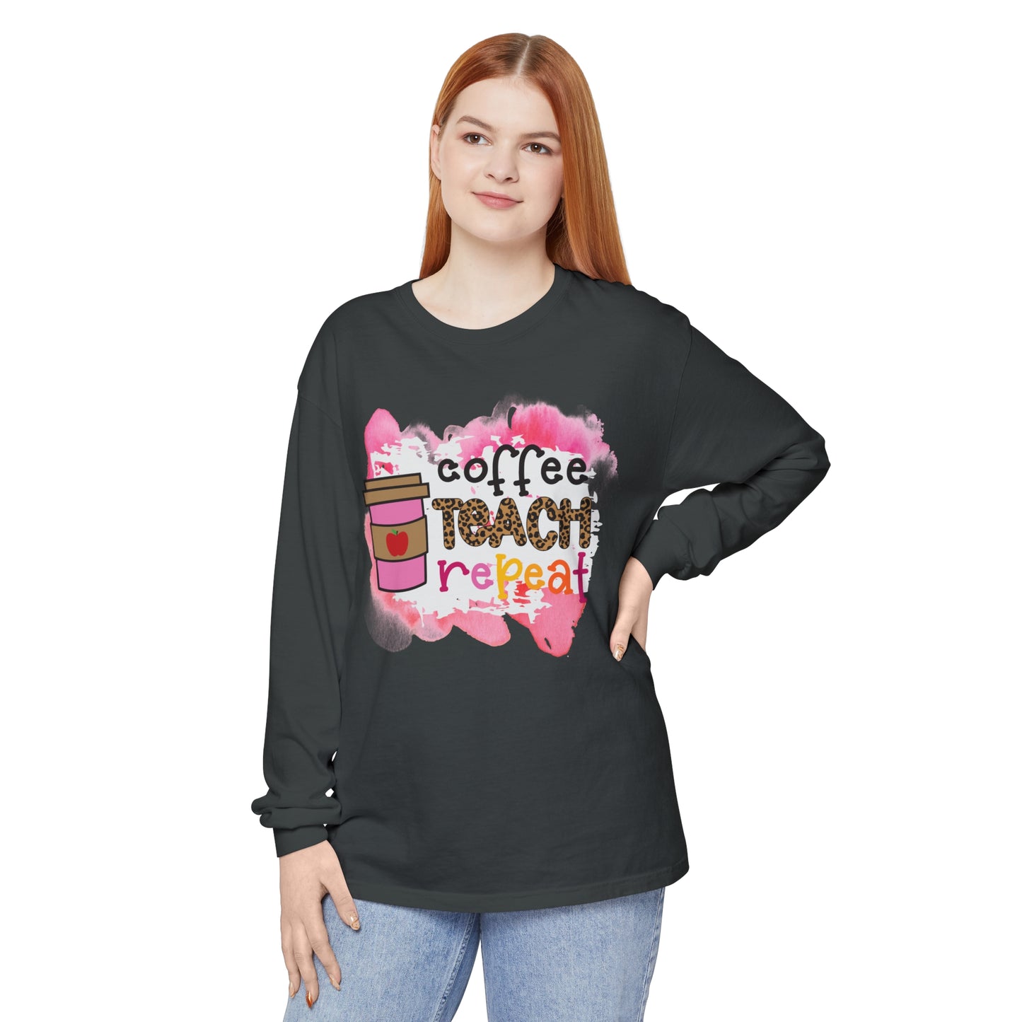 Coffee Teach Repeat Long Sleeve T-Shirt