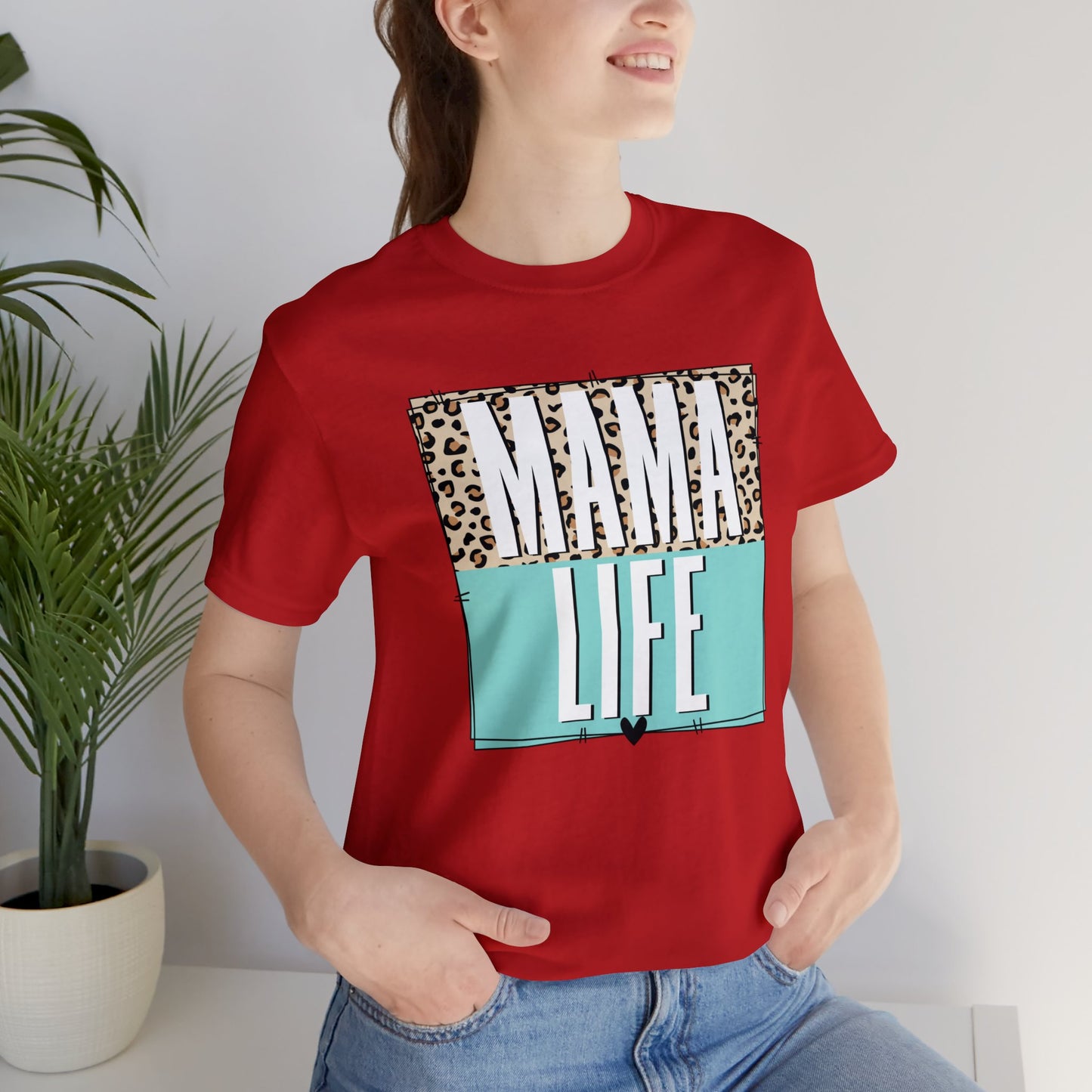 Mama life Leopard print short sleeve tshirt