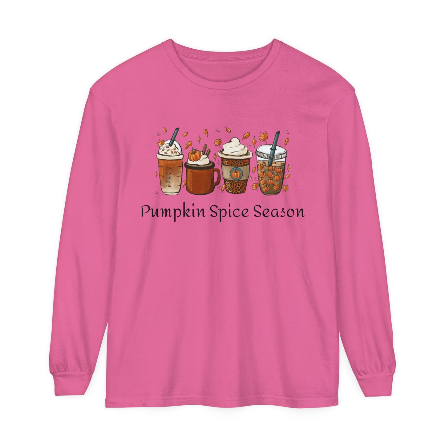 Pumpkin Spice Season Garment-dyed Long Sleeve T-Shirt