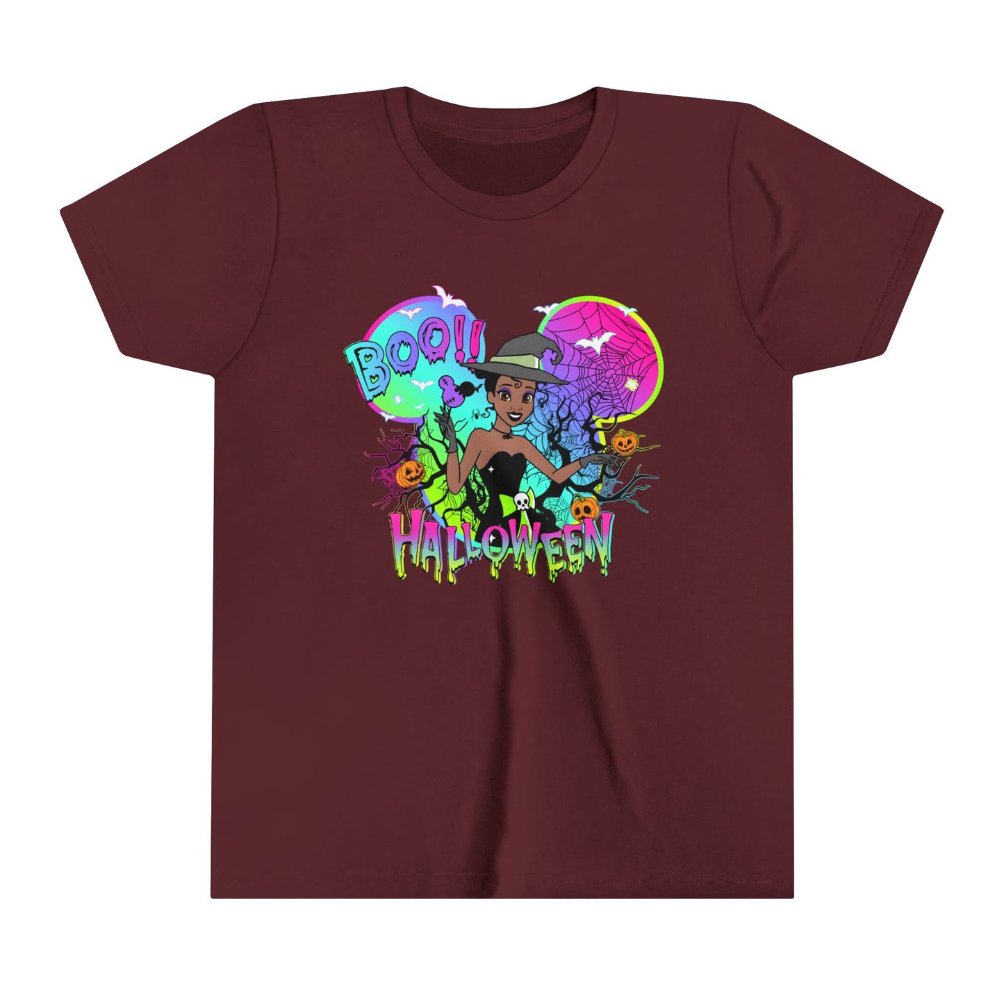 Tiana Boo! Halloween Youth Short Sleeve Tee