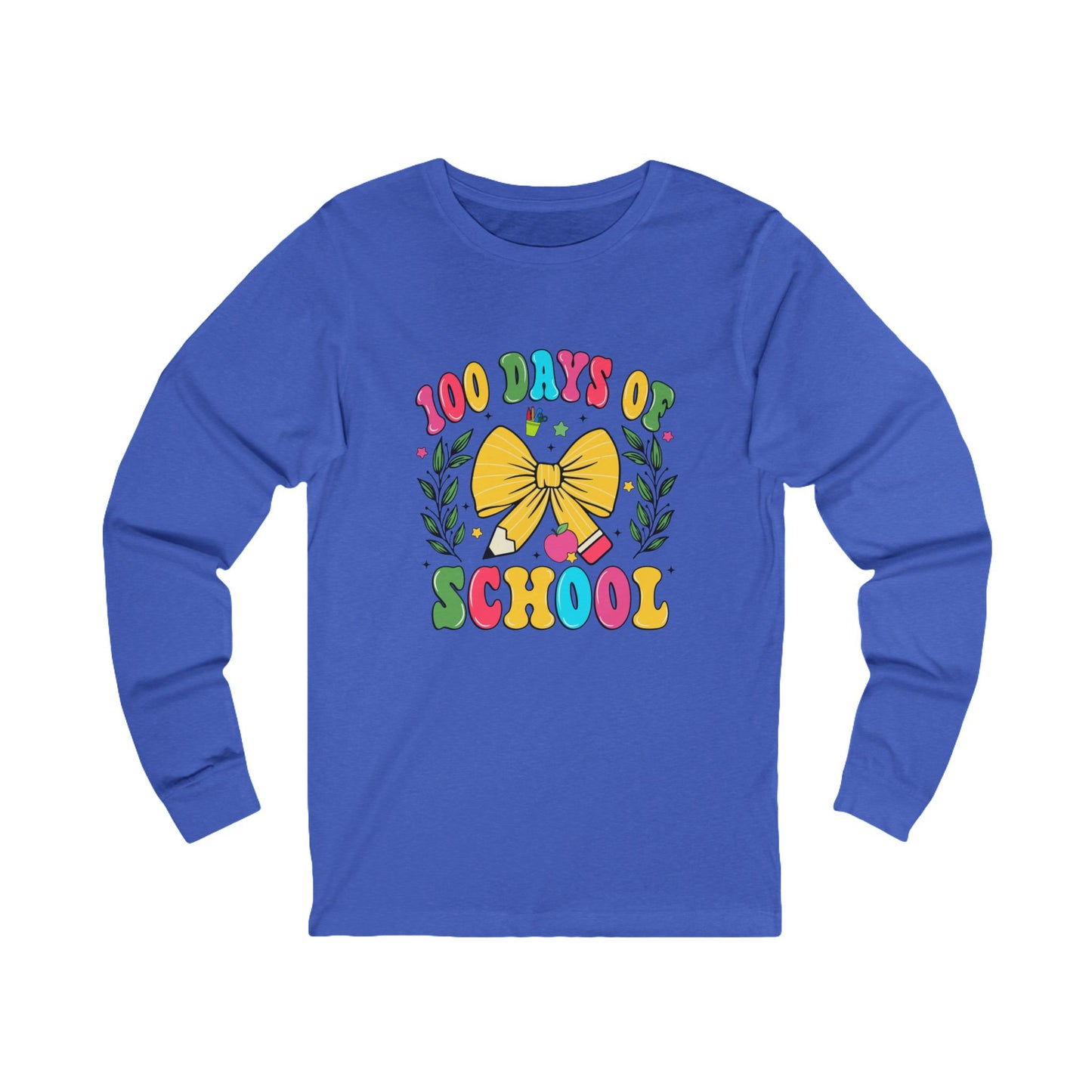 100 days of school Jersey Long Sleeve Tee