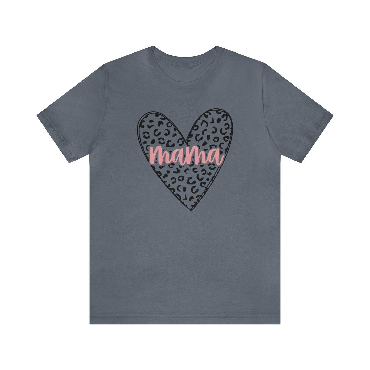 Mama Leopard print heart short sleeve tshirt