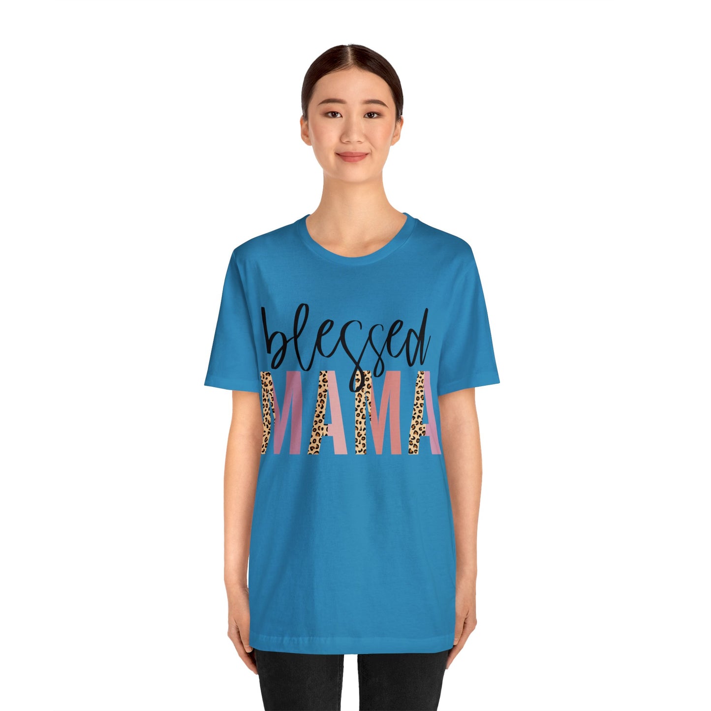 Blessed Mama Leopard print short sleeve tshirt