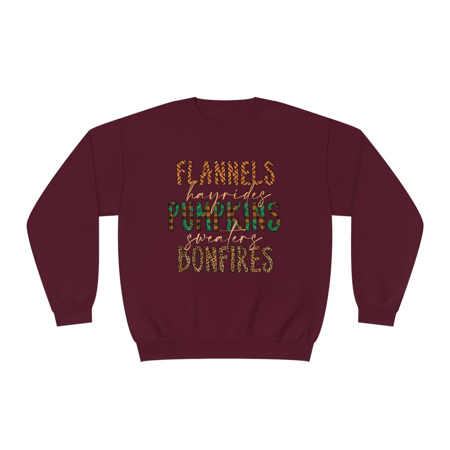 Flannels, Hayrides, Pumpkins, Sweaters, Bonfires Crewneck Sweatshirt