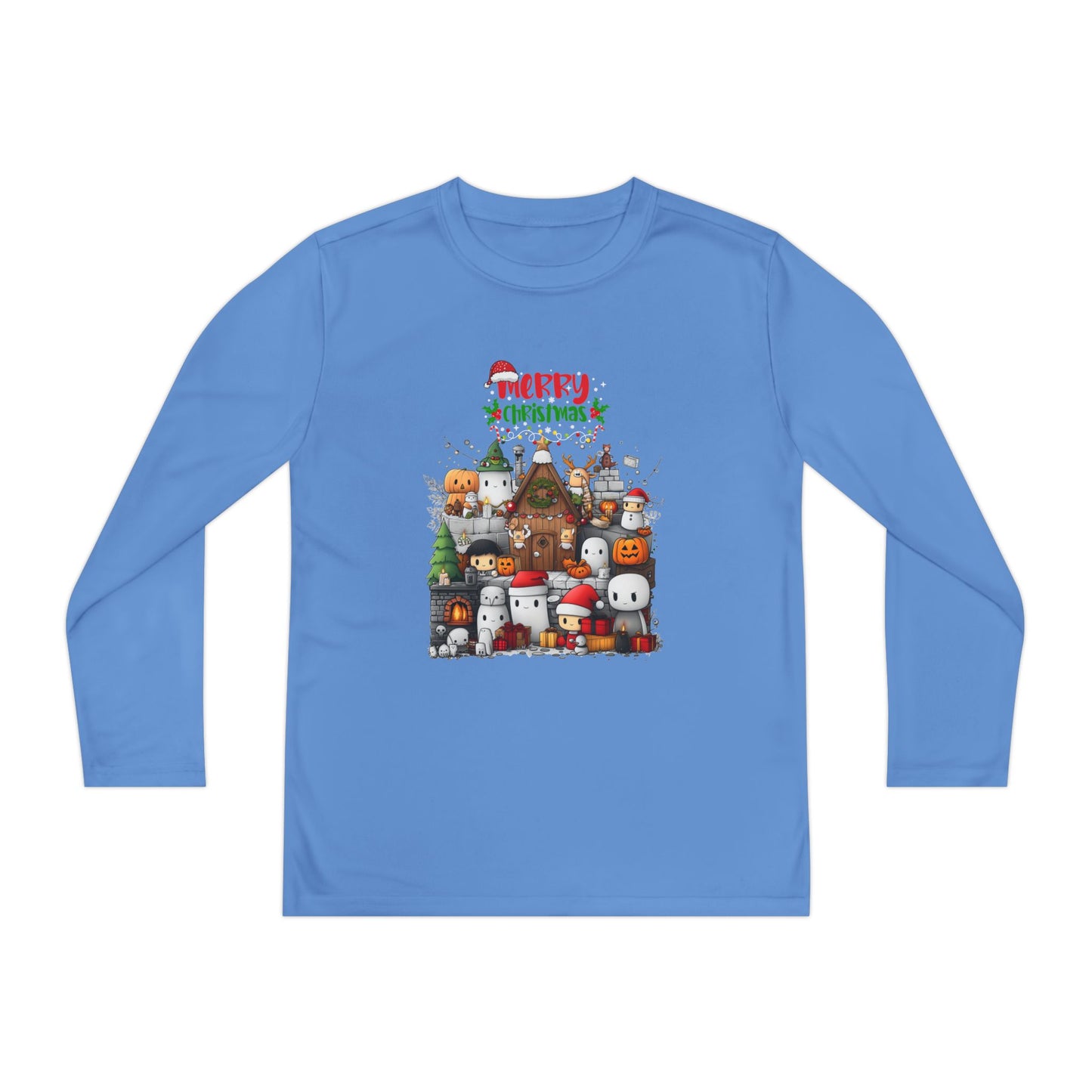 Merry Mine-craft Christmas Youth Long Sleeve Competitor Tee