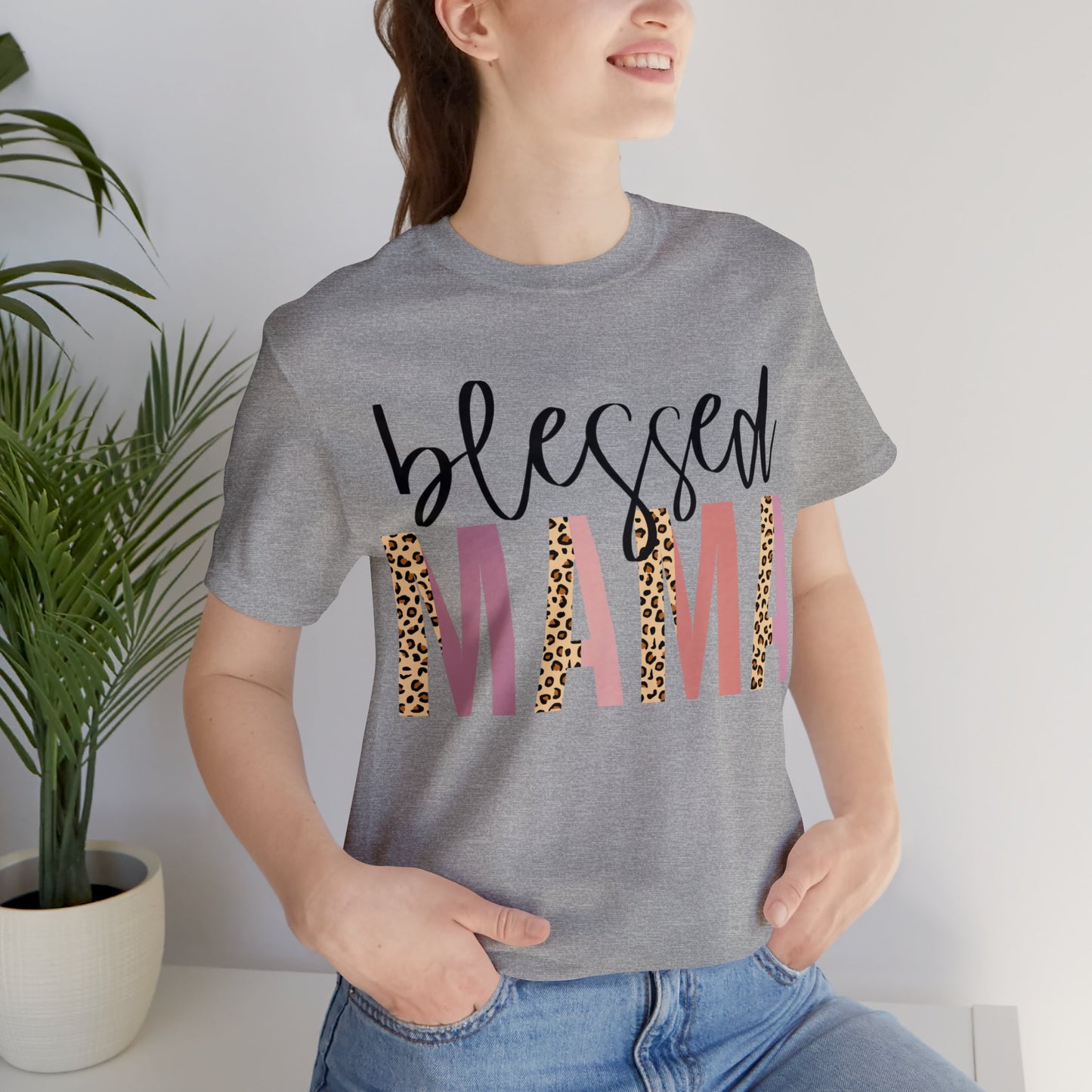 Blessed Mama Leopard print short sleeve tshirt