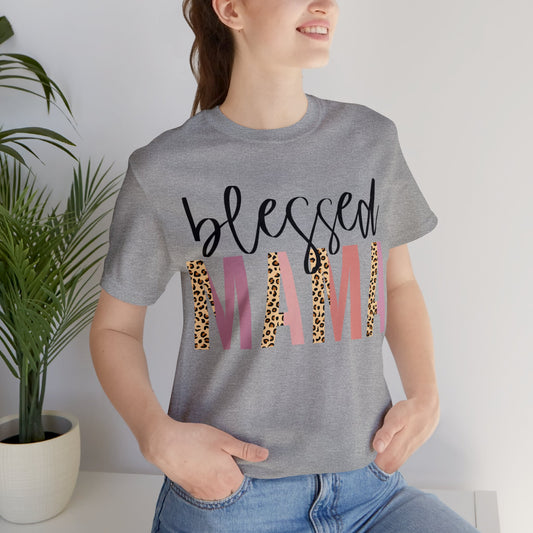Blessed Mama Leopard print short sleeve tshirt