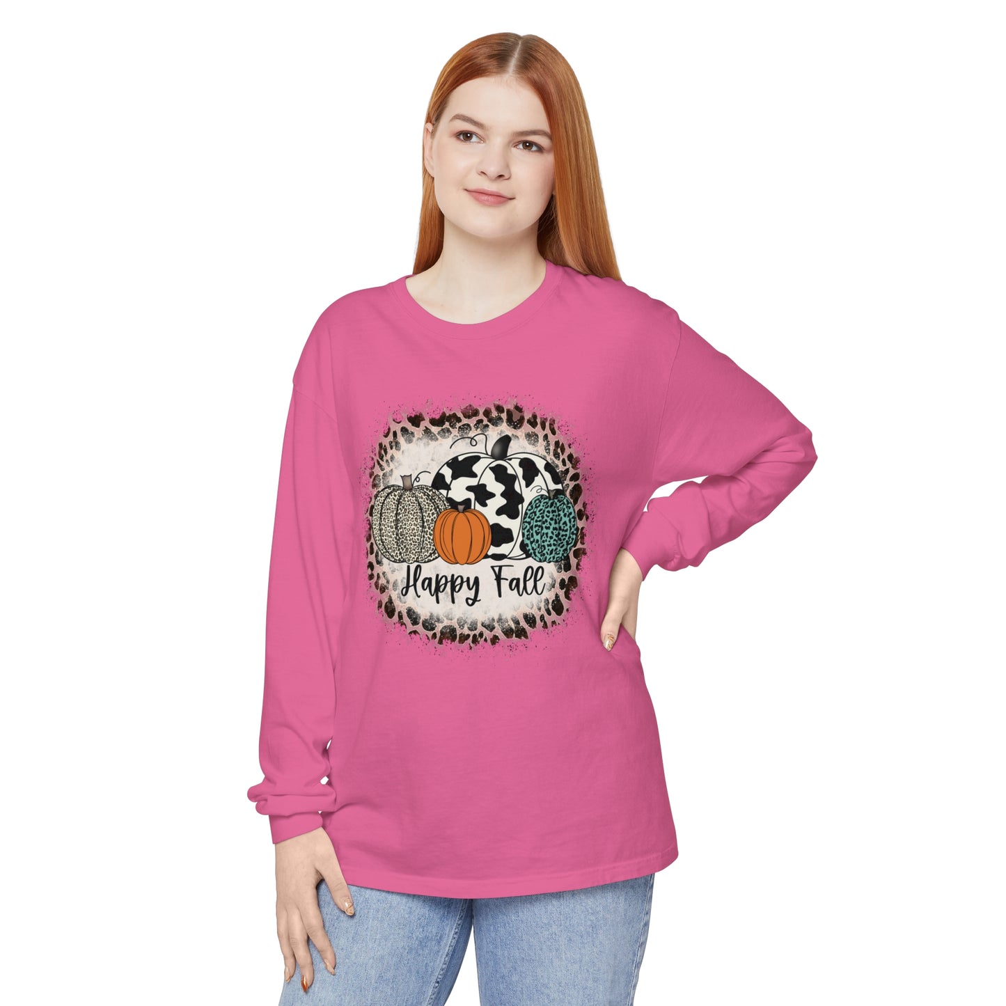 Happy Fall Garment-dyed Long Sleeve T-Shirt