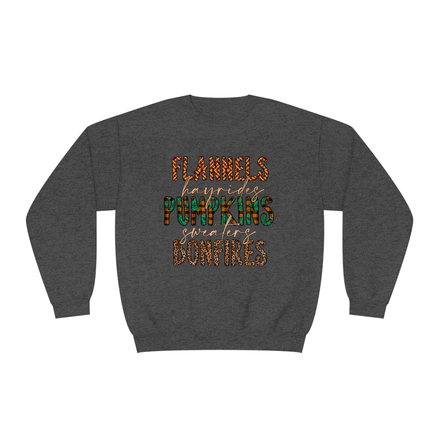 Flannels, Hayrides, Pumpkins, Sweaters, Bonfires Crewneck Sweatshirt