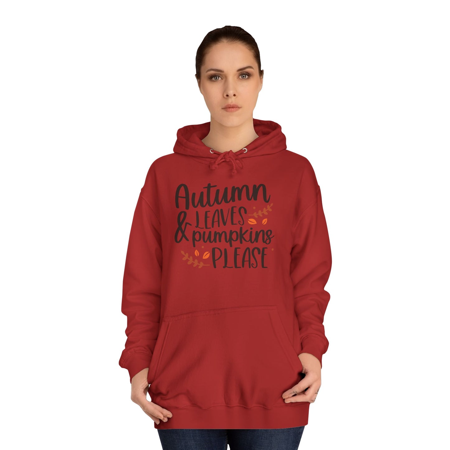 Autumn Leaves & Pumpkins Please Unisex College Hoodie