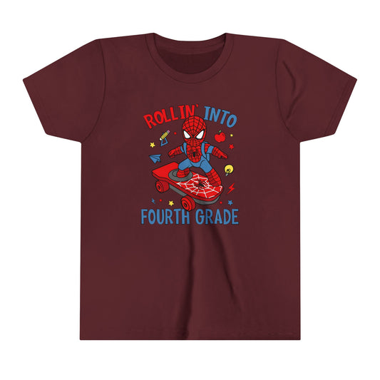 Rollin' Into 4th Grade Youth Short Sleeve Tee