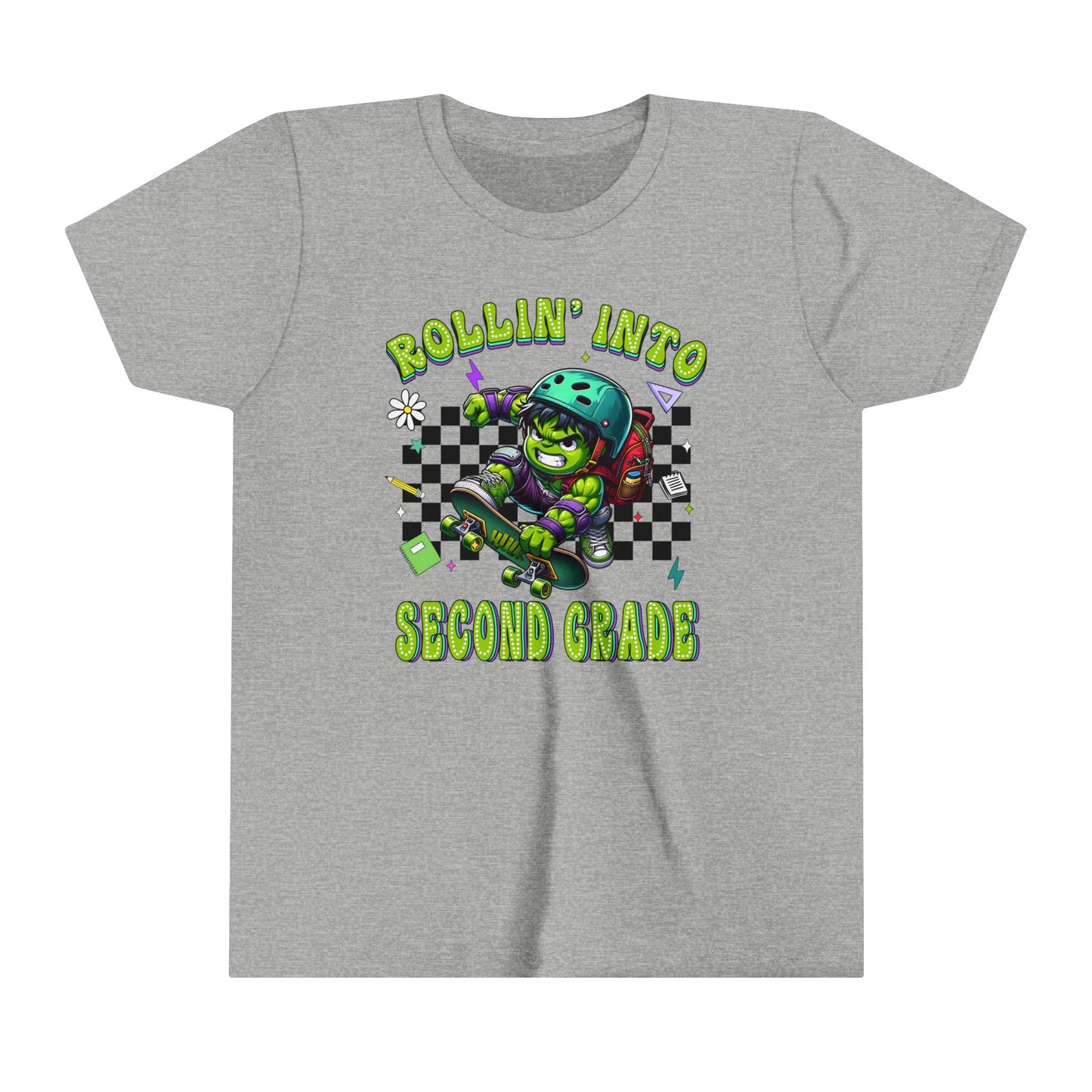 HULK - Rollin' Into 2nd Grade Youth Short Sleeve Tee