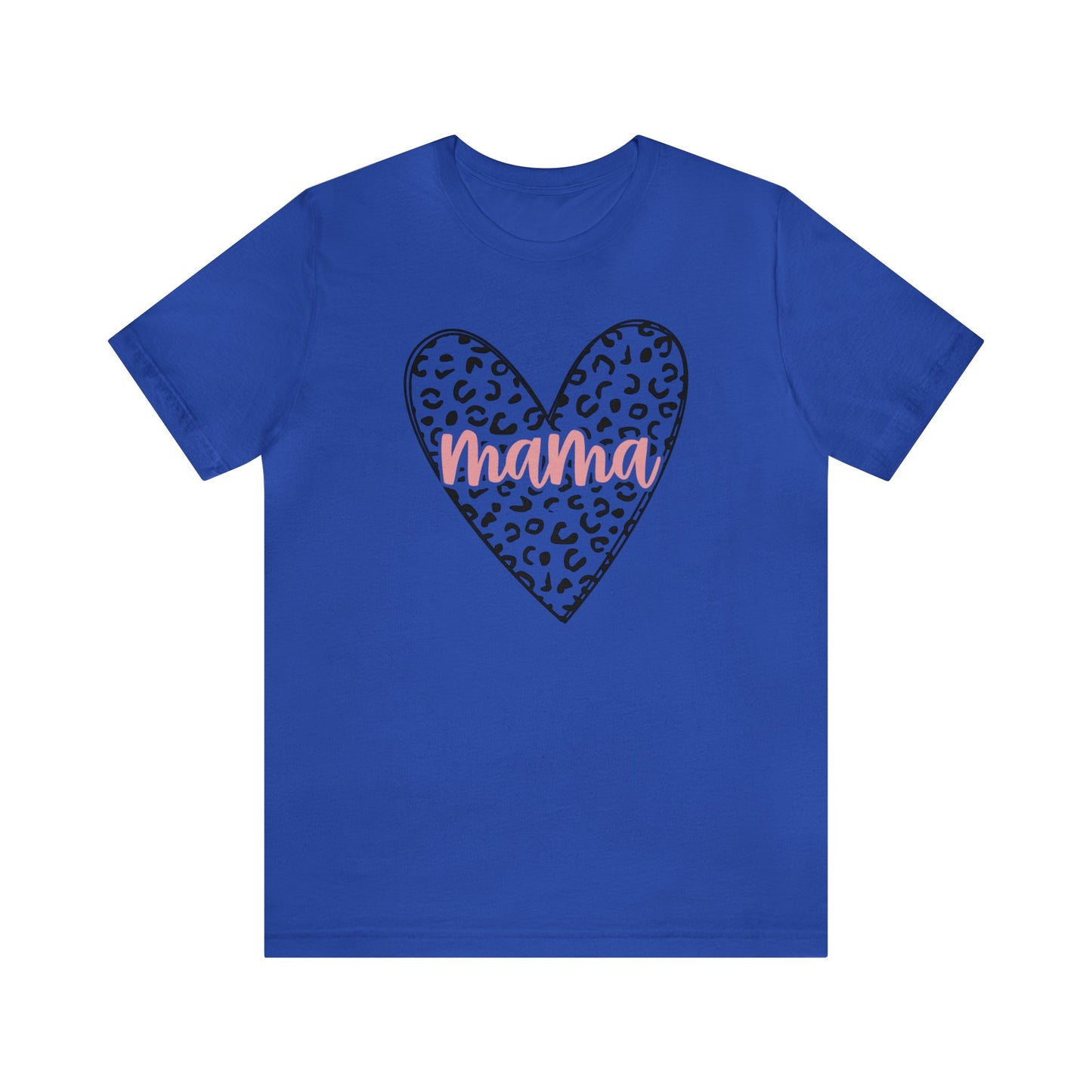 Mama Leopard print heart short sleeve tshirt