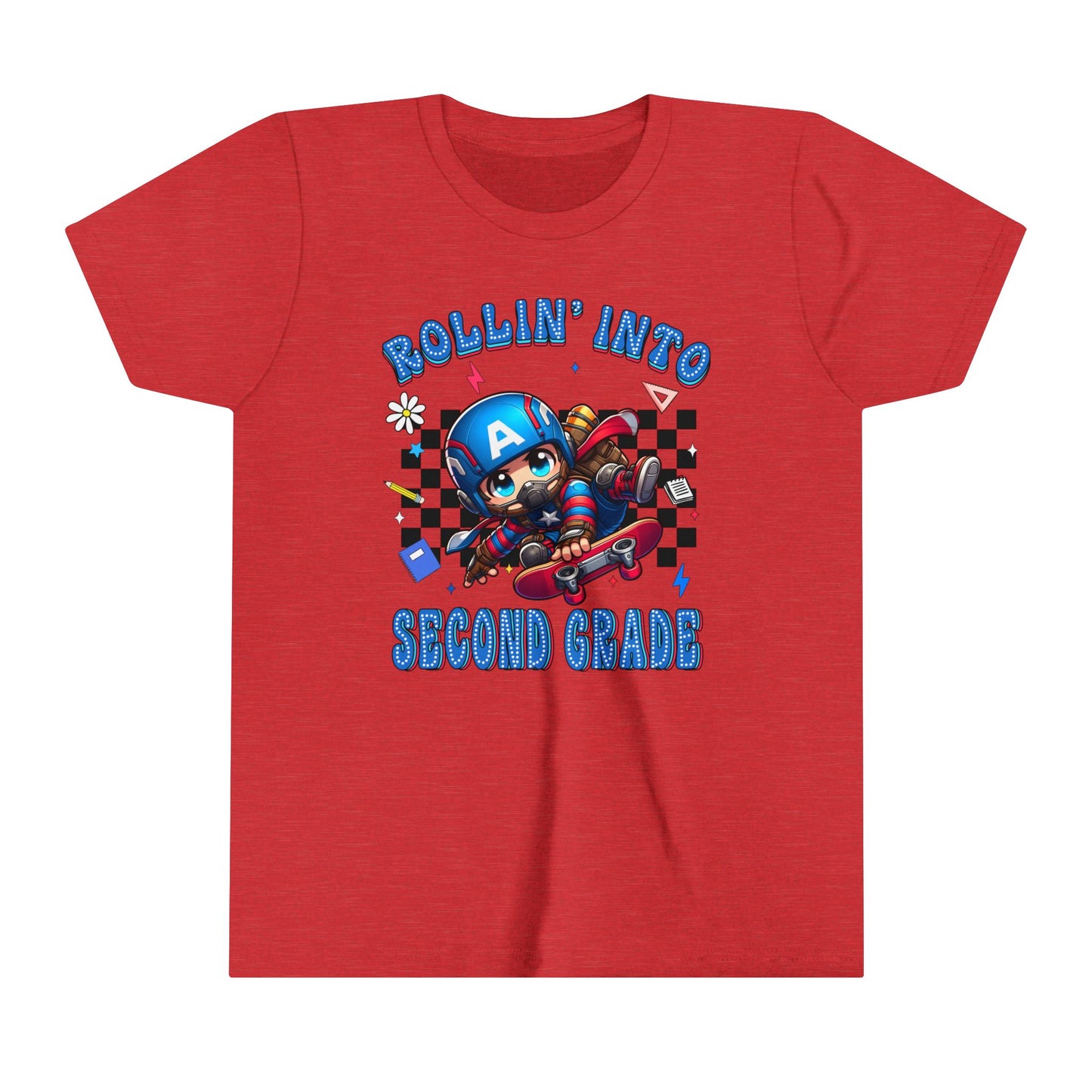CAPTAIN AMERICA - Rollin' Into 2nd Grade Youth Short Sleeve Tee