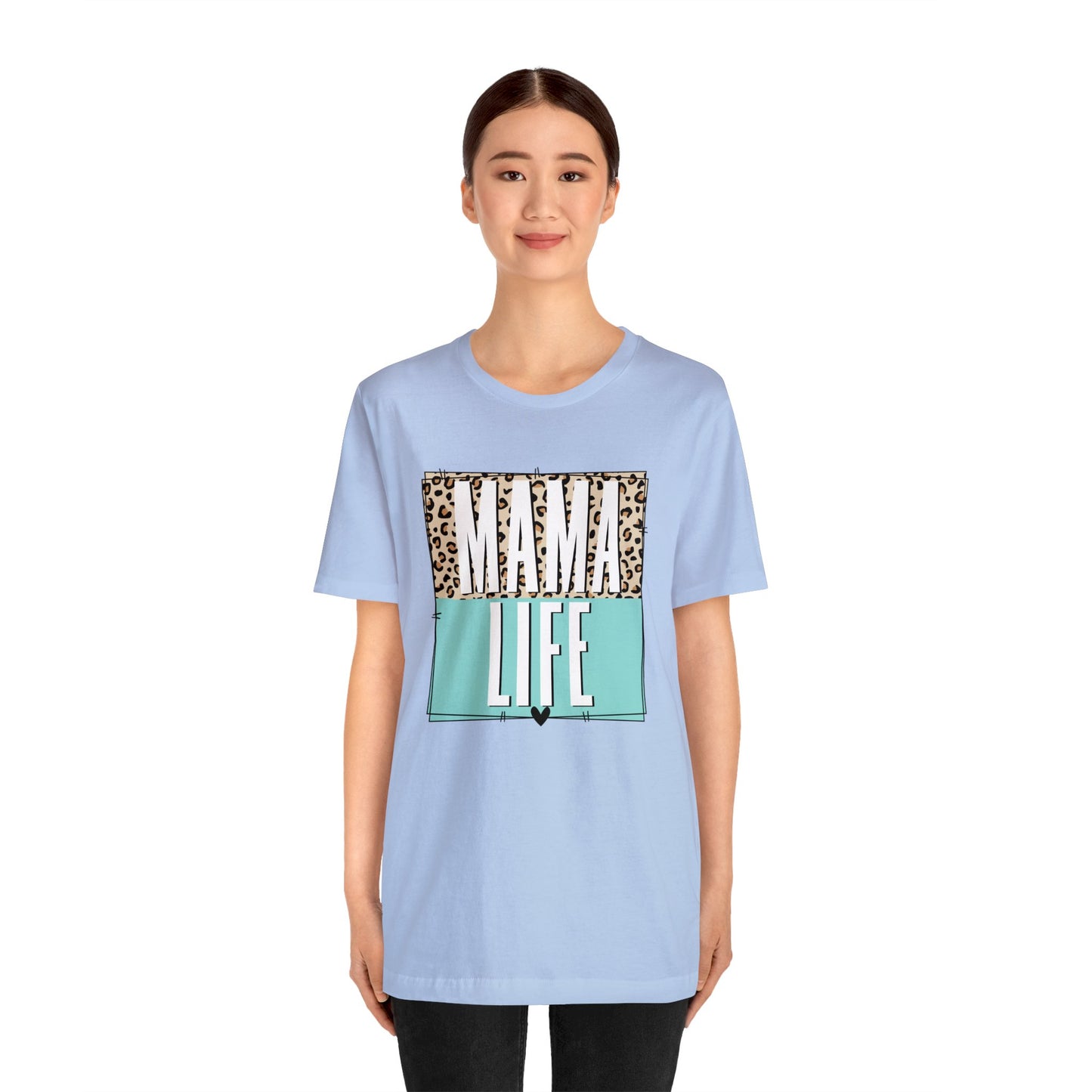 Mama life Leopard print short sleeve tshirt