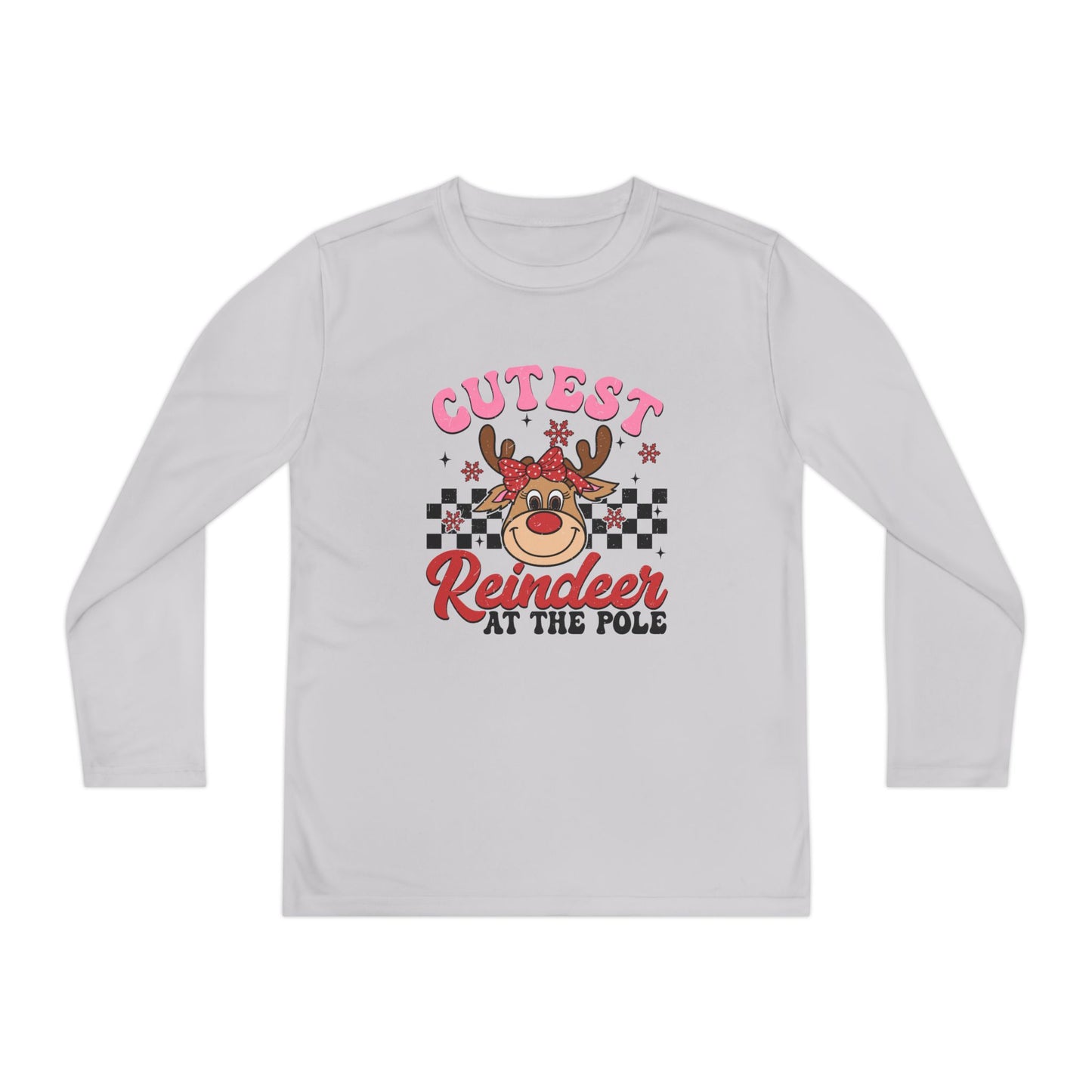 Cutest Reindeer at the Pole Youth Long Sleeve Competitor Tee
