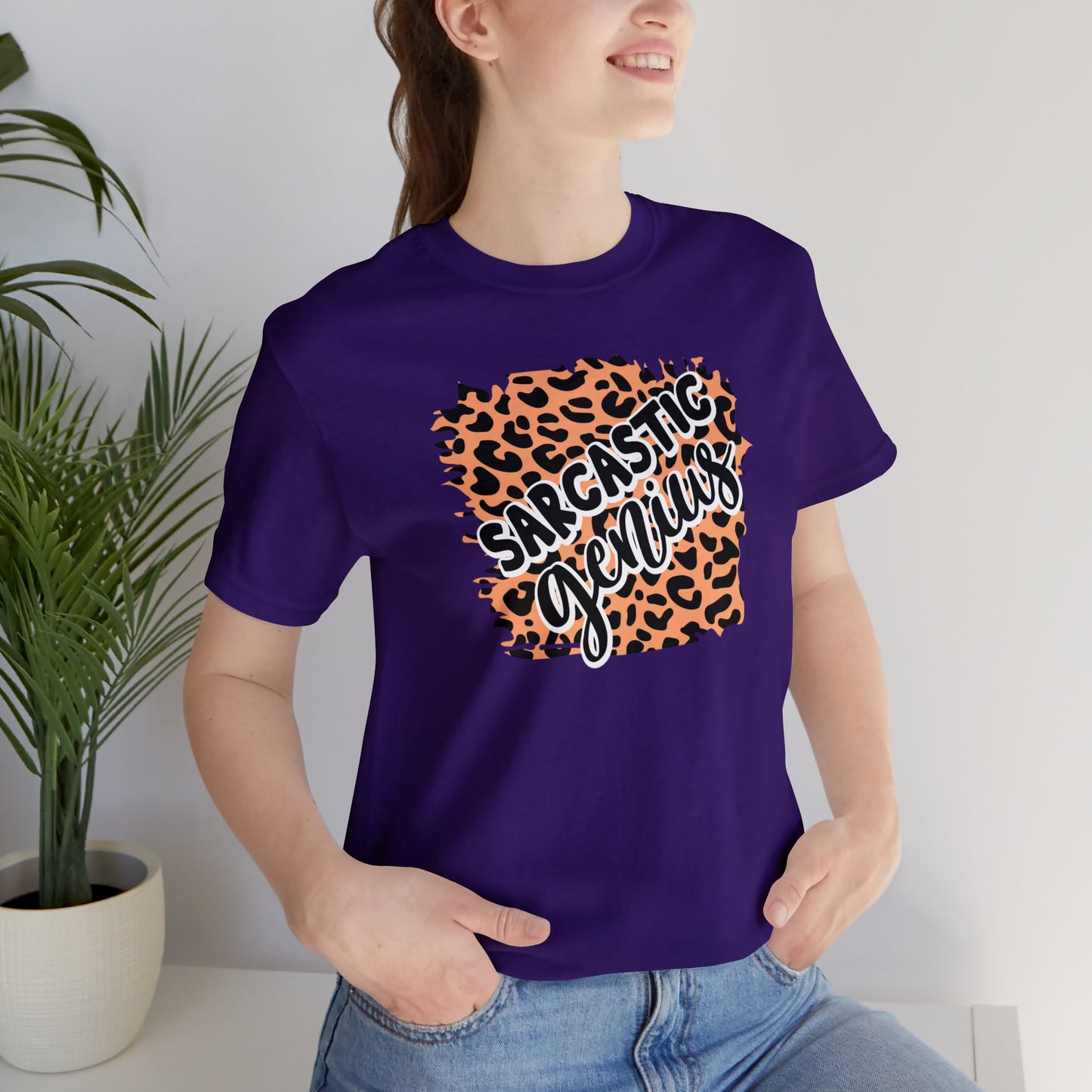 Sarcastic Genius leopard print short sleeve Tshirt
