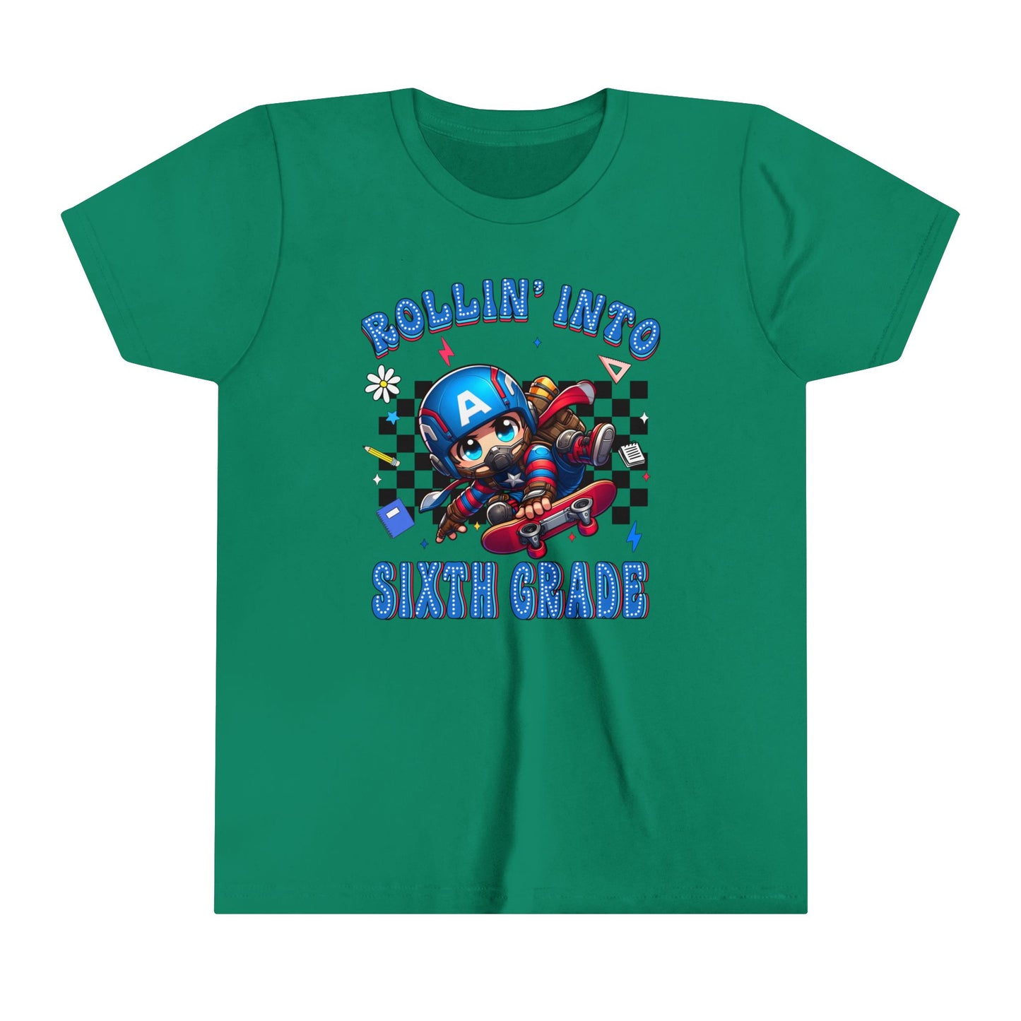 CAPTAIN AMERICA - Rollin' Into 6th Grade Youth Short Sleeve Tee
