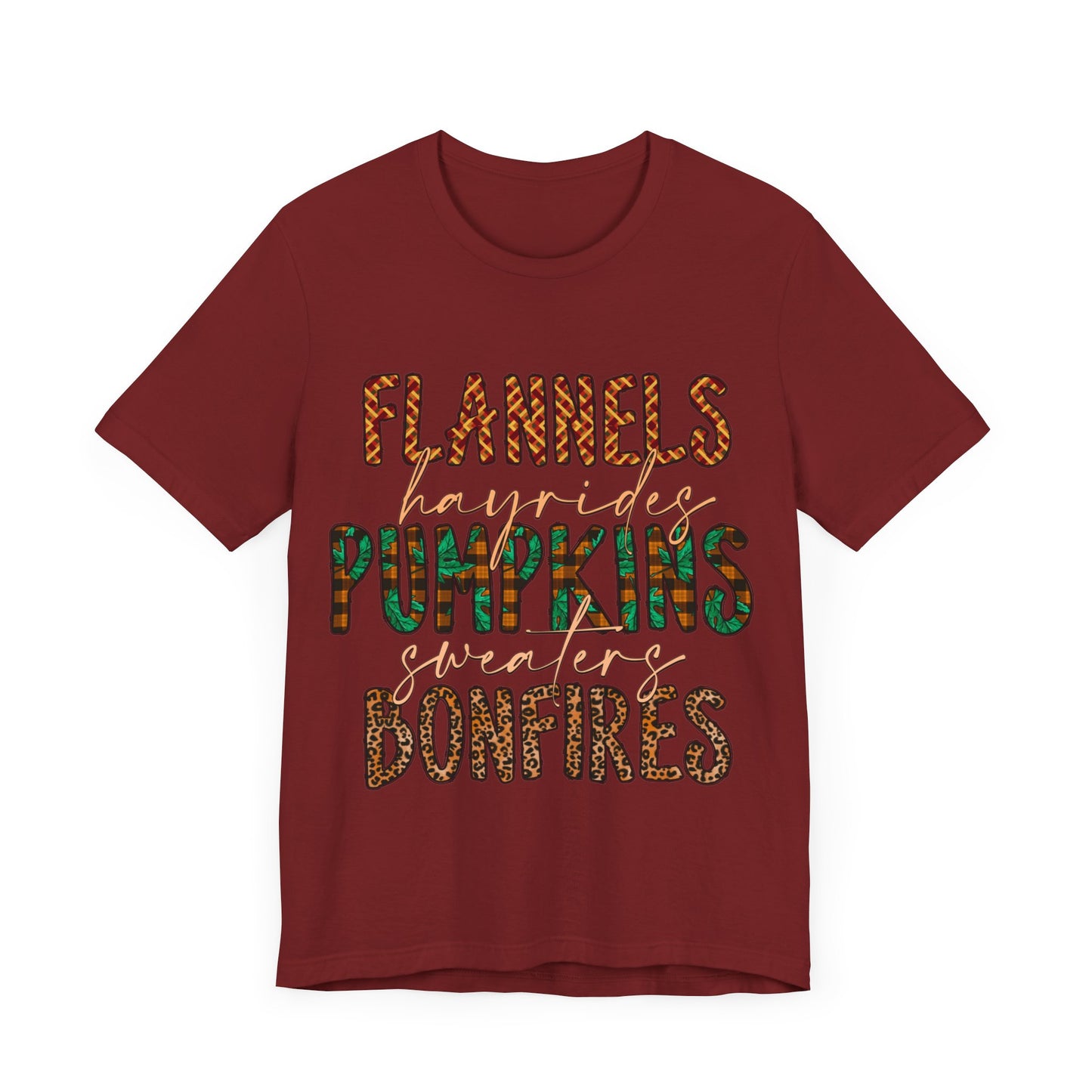 Flannels, Hayrides, Pumpkins, Sweaters, Bonfires Jersey Short Sleeve Tee