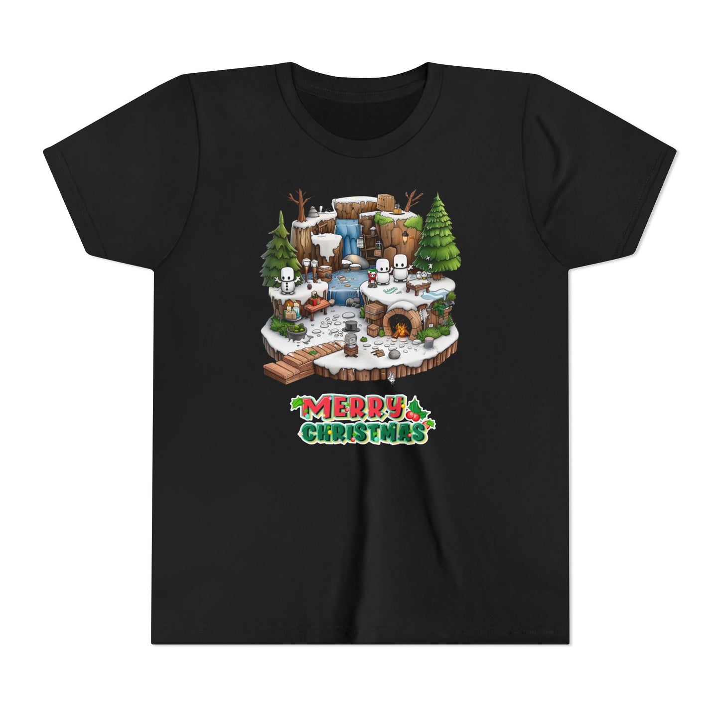 Merry Christmas Mine-craft Youth Short Sleeve Tee