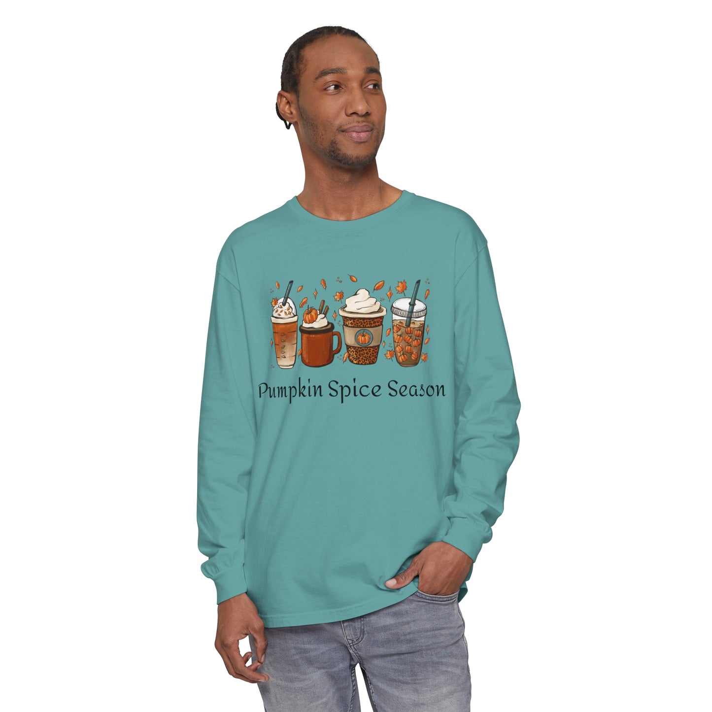 Pumpkin Spice Season Garment-dyed Long Sleeve T-Shirt