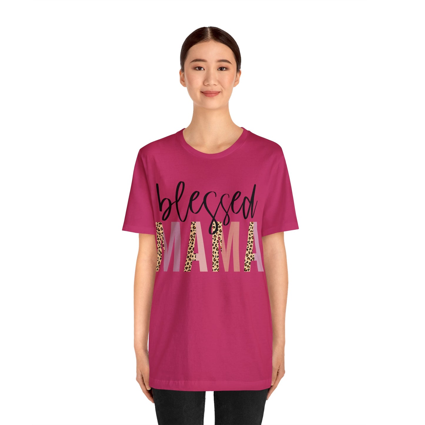 Blessed Mama Leopard print short sleeve tshirt