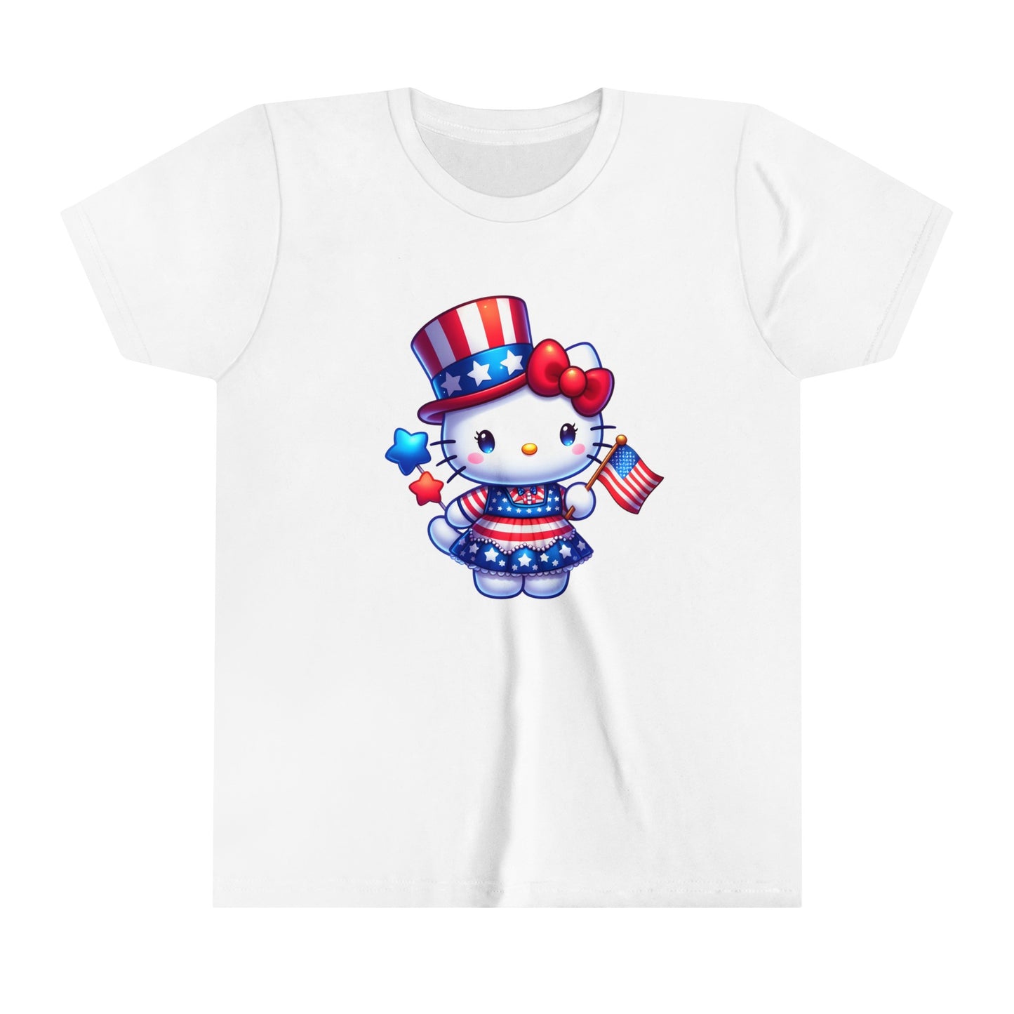 American Flag Hello Kitty Youth Short Sleeve Tee