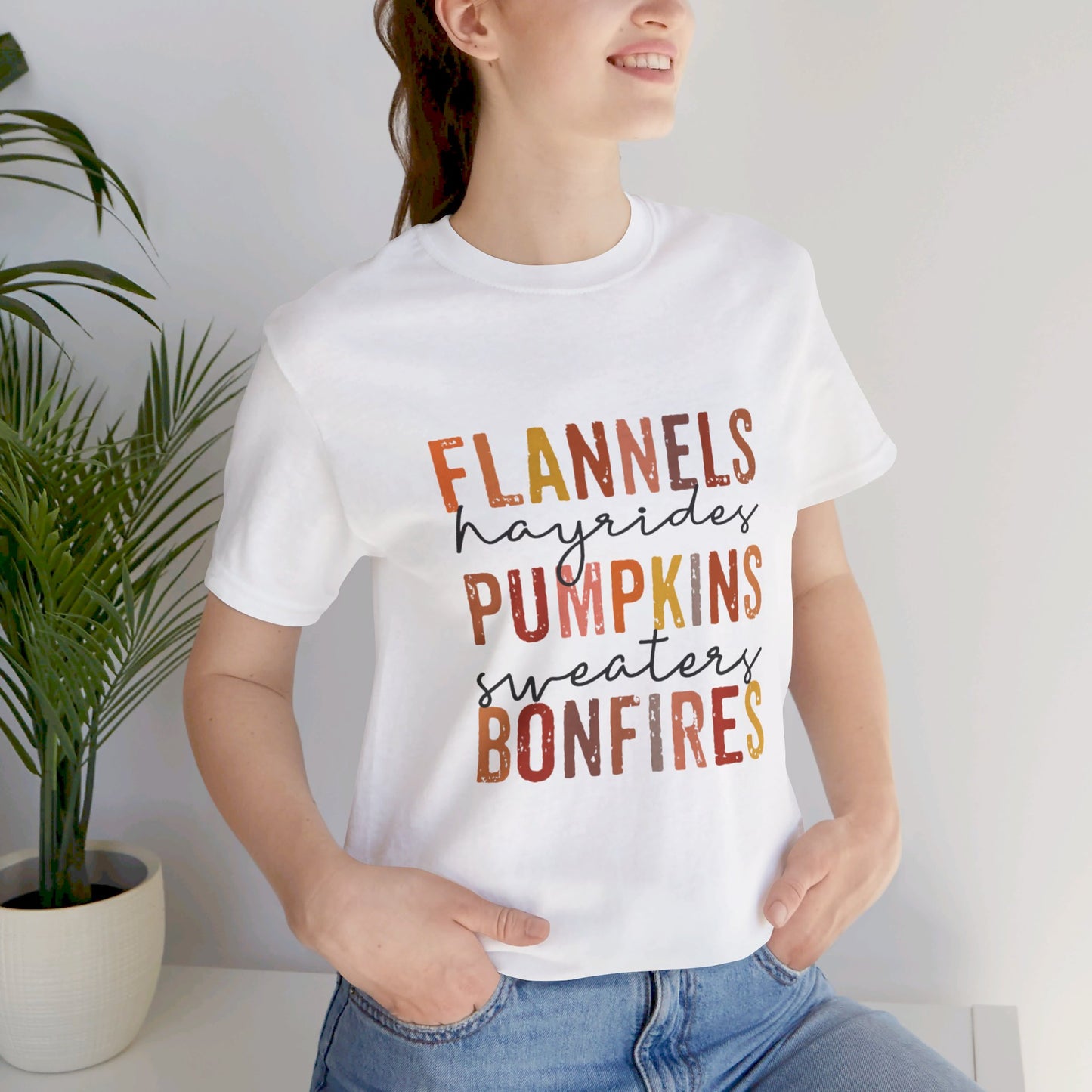 Flannels, Hayrides, Pumpkins, Sweaters, Bonfires Jersey Short Sleeve Tee