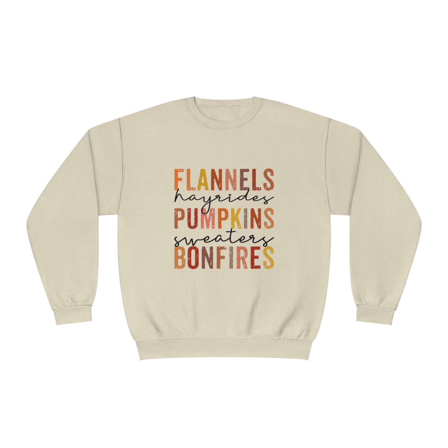 Flannels, Hayrides, Pumpkins, Sweaters, Bonfires Crewneck Sweatshirt
