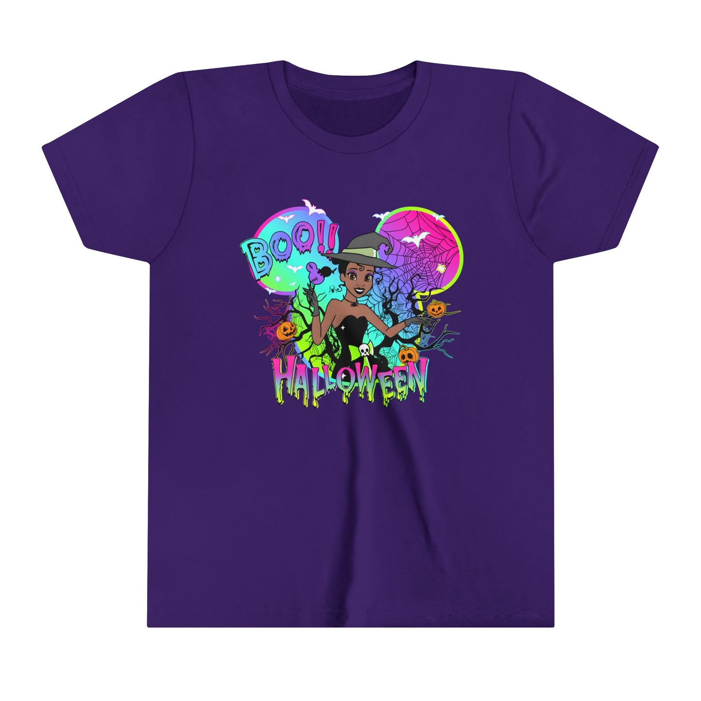 Tiana Boo! Halloween Youth Short Sleeve Tee
