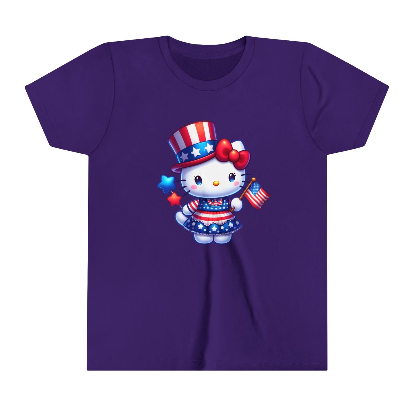 American Flag Hello Kitty Youth Short Sleeve Tee