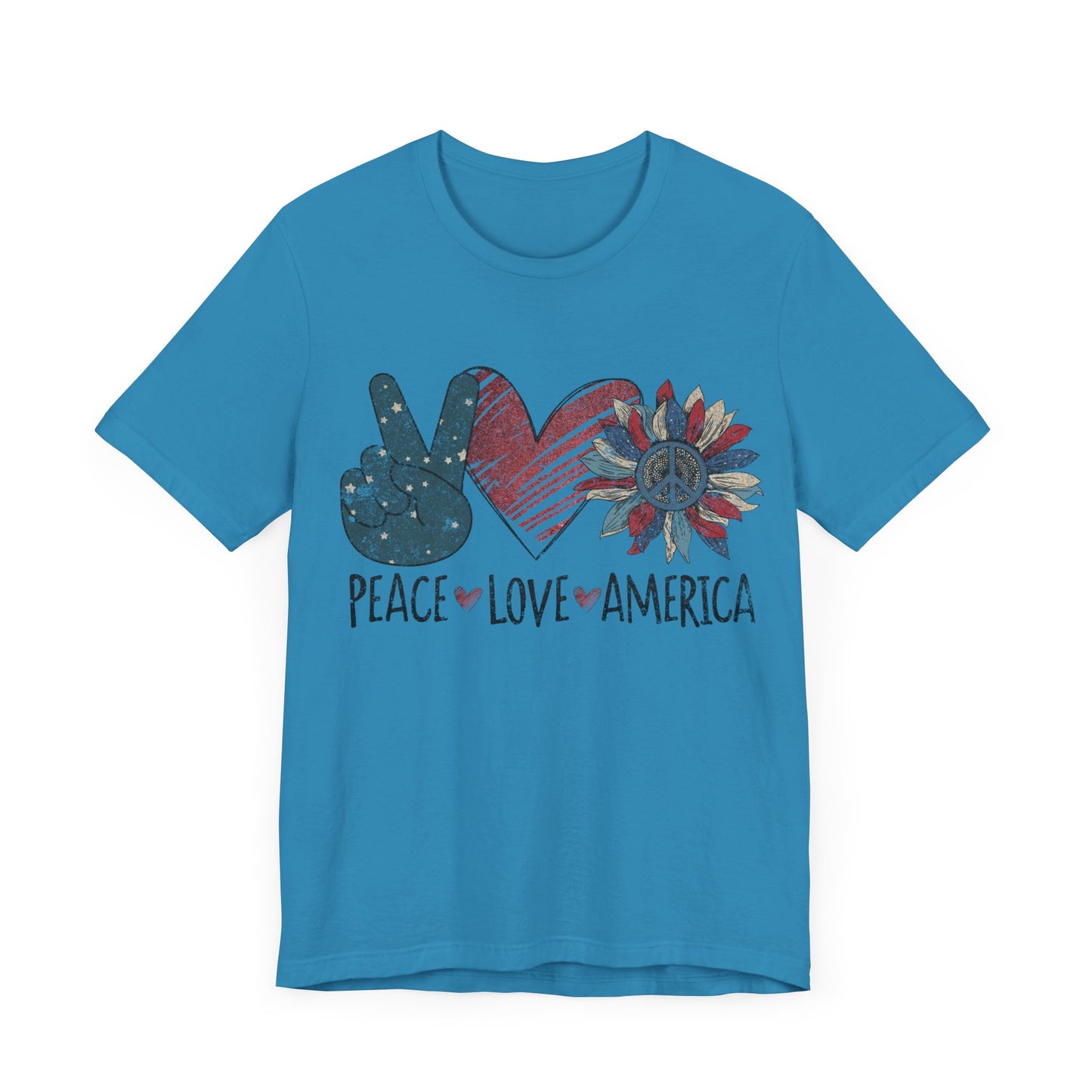 Peace Love America Jersey Short Sleeve Tee