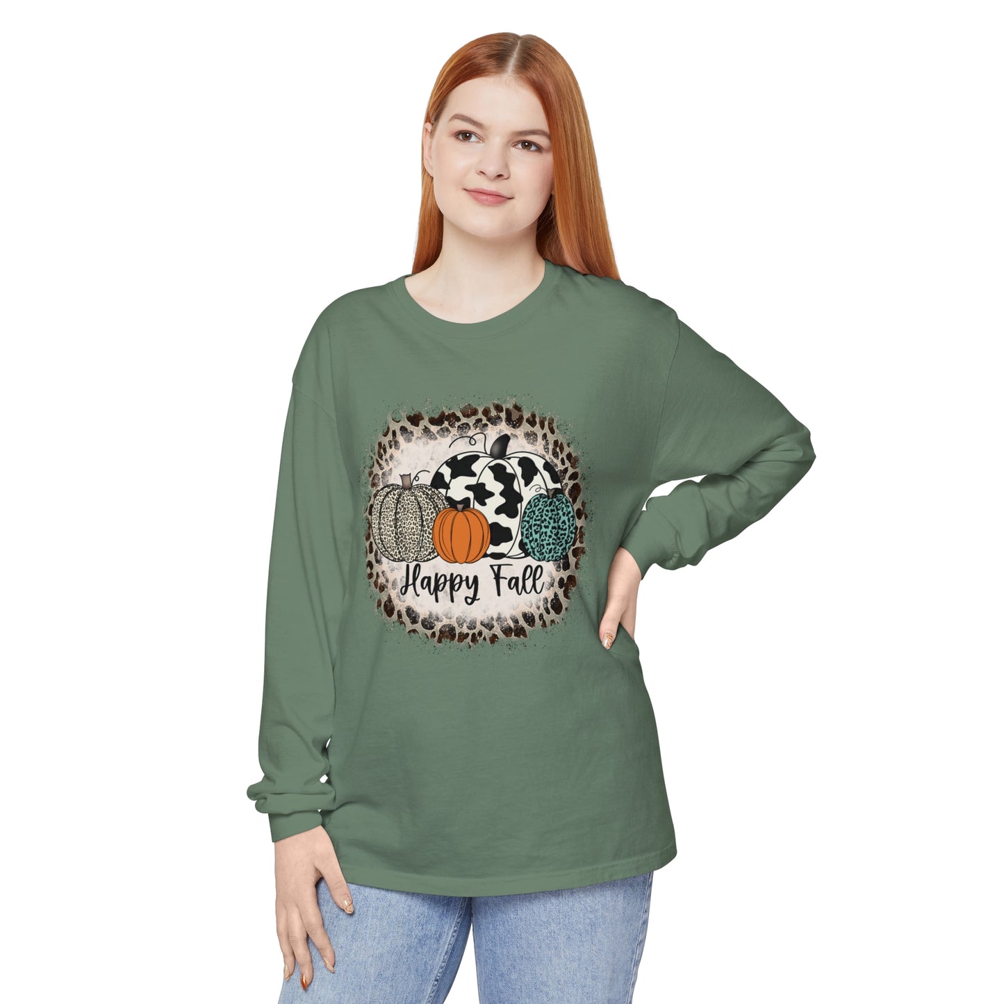 Happy Fall Garment-dyed Long Sleeve T-Shirt