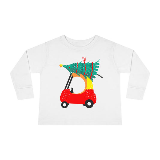 Kiddie Car with christmas tree Toddler Long Sleeve Tee