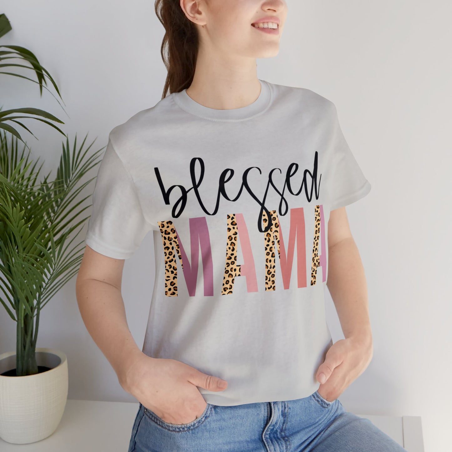 Blessed Mama Leopard print short sleeve tshirt
