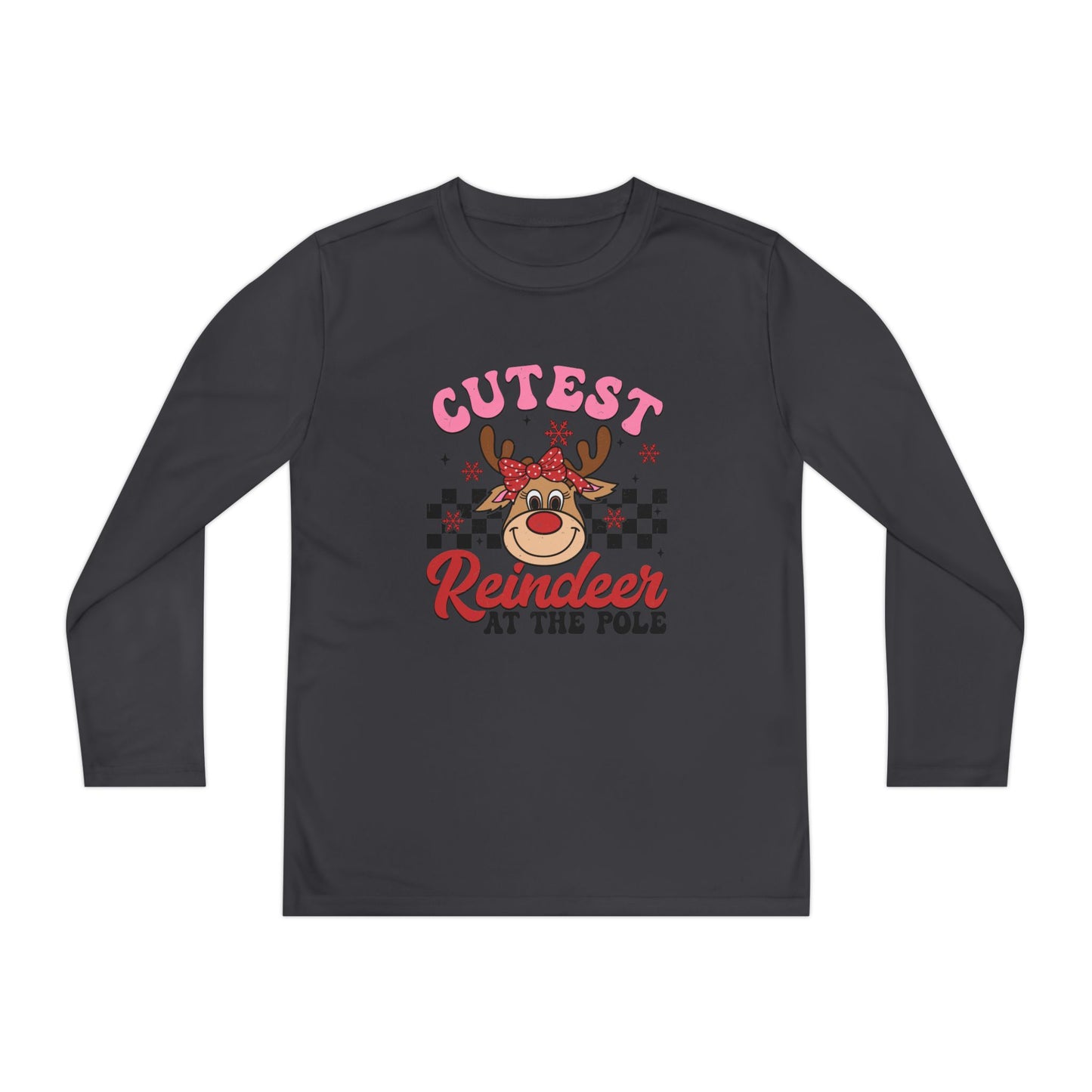 Cutest Reindeer at the Pole Youth Long Sleeve Competitor Tee