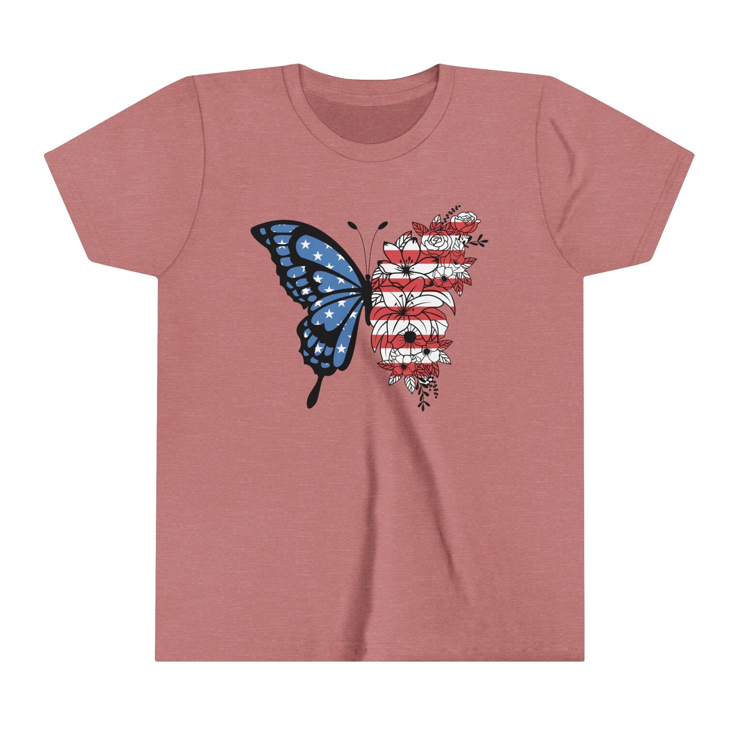 Butterfly American Flag Youth Short Sleeve Tee