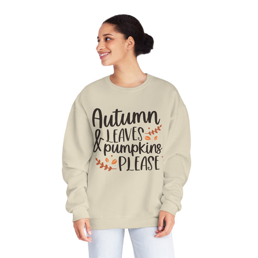 Autumn Leaves & Pumpkins Please Crewneck Sweatshirt