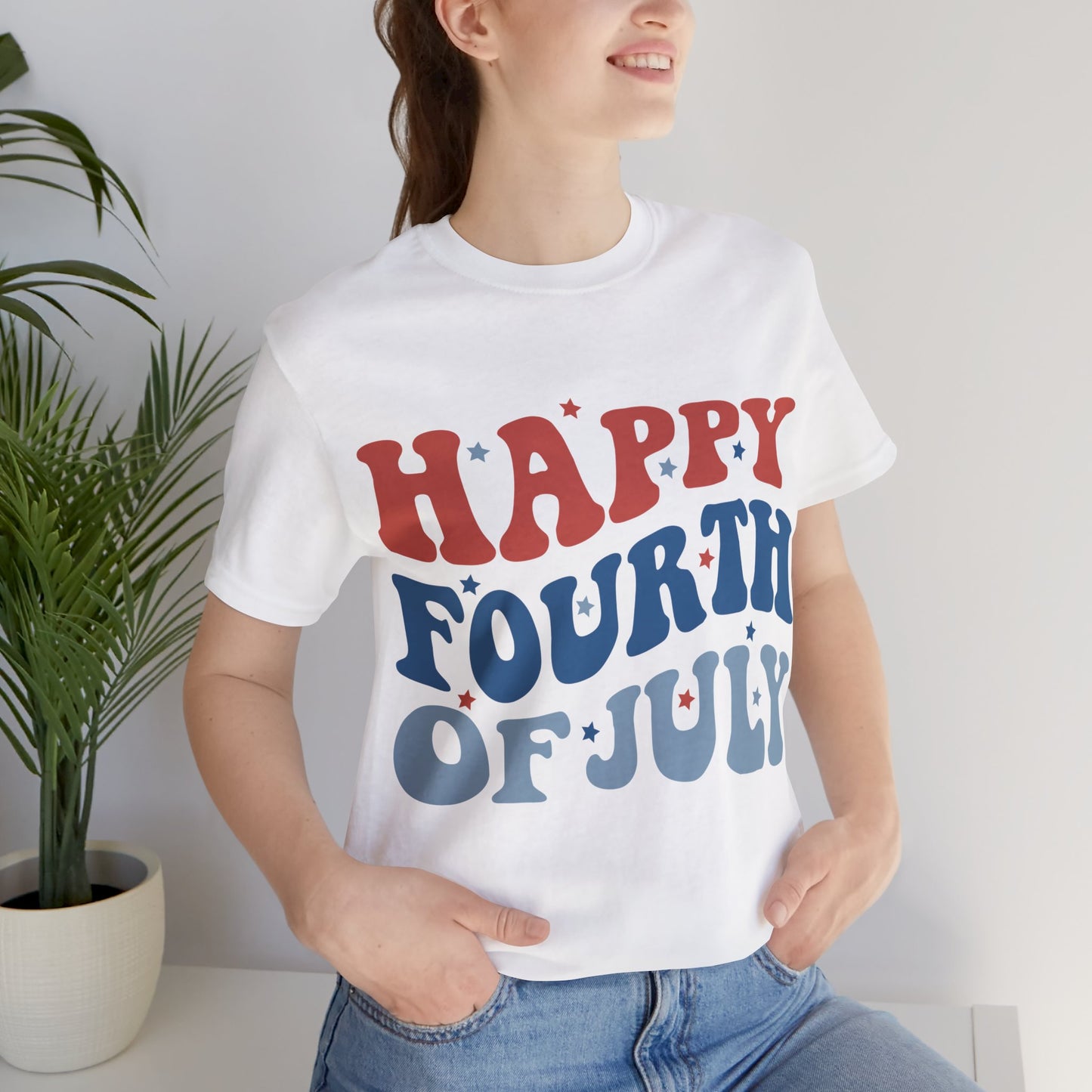 HAPPY FOURTH OF JULY Jersey Short Sleeve Tee