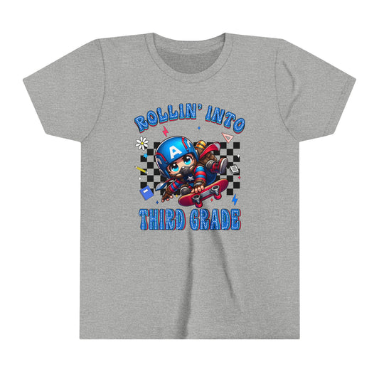 CAPTAIN AMERICA - Rollin' Into 3rd Grade Youth Short Sleeve Tee