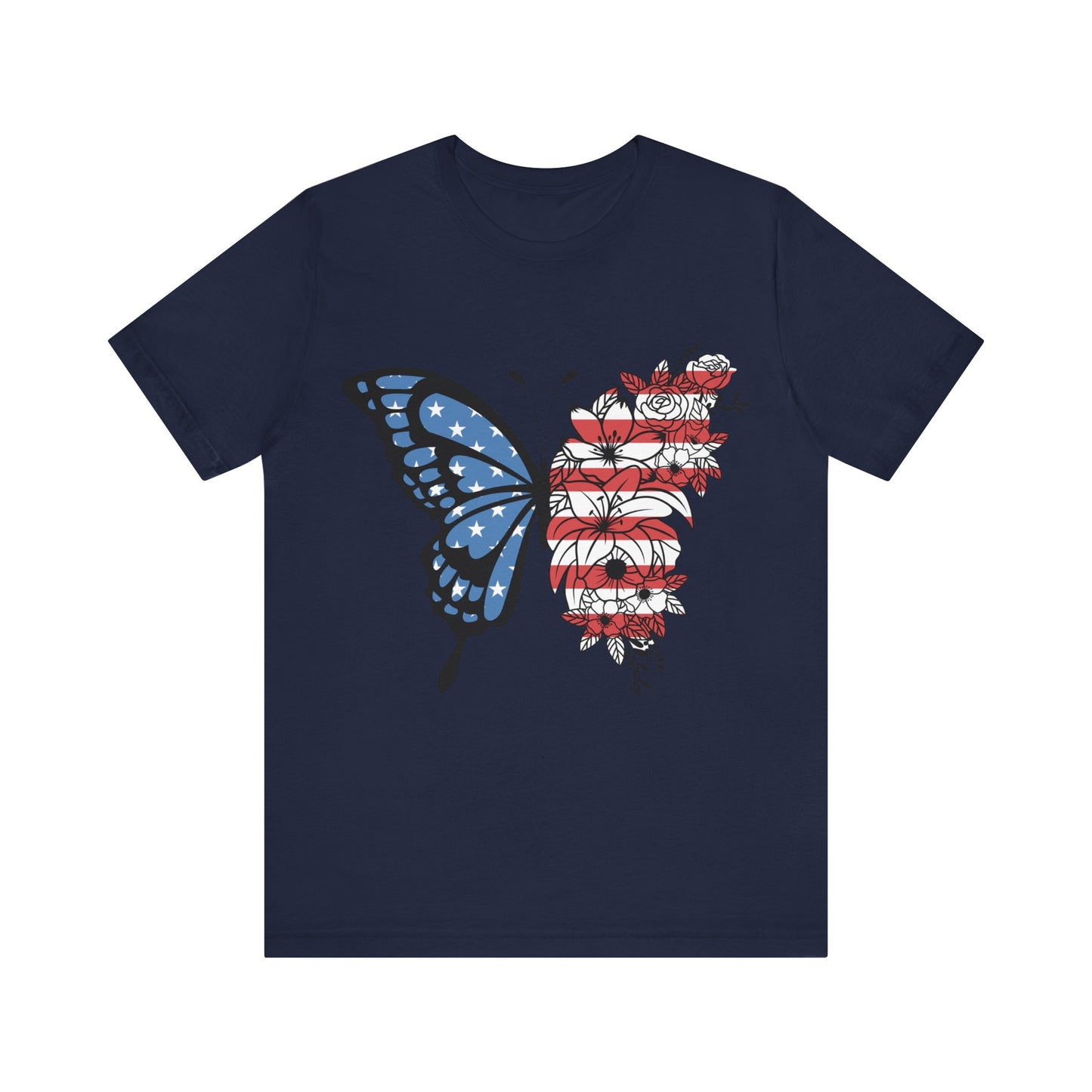 Red, White & Butterfly Jersey Short Sleeve Tee
