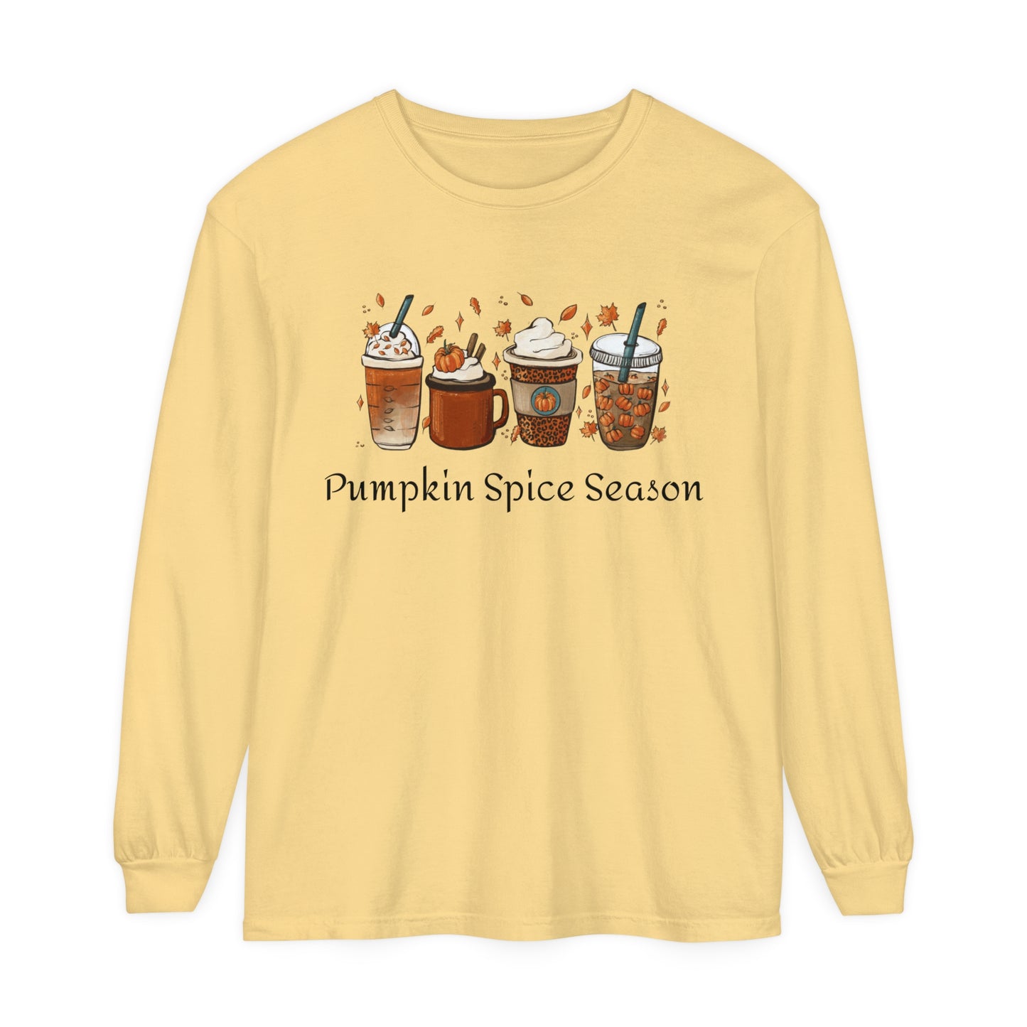 Pumpkin Spice Season Garment-dyed Long Sleeve T-Shirt