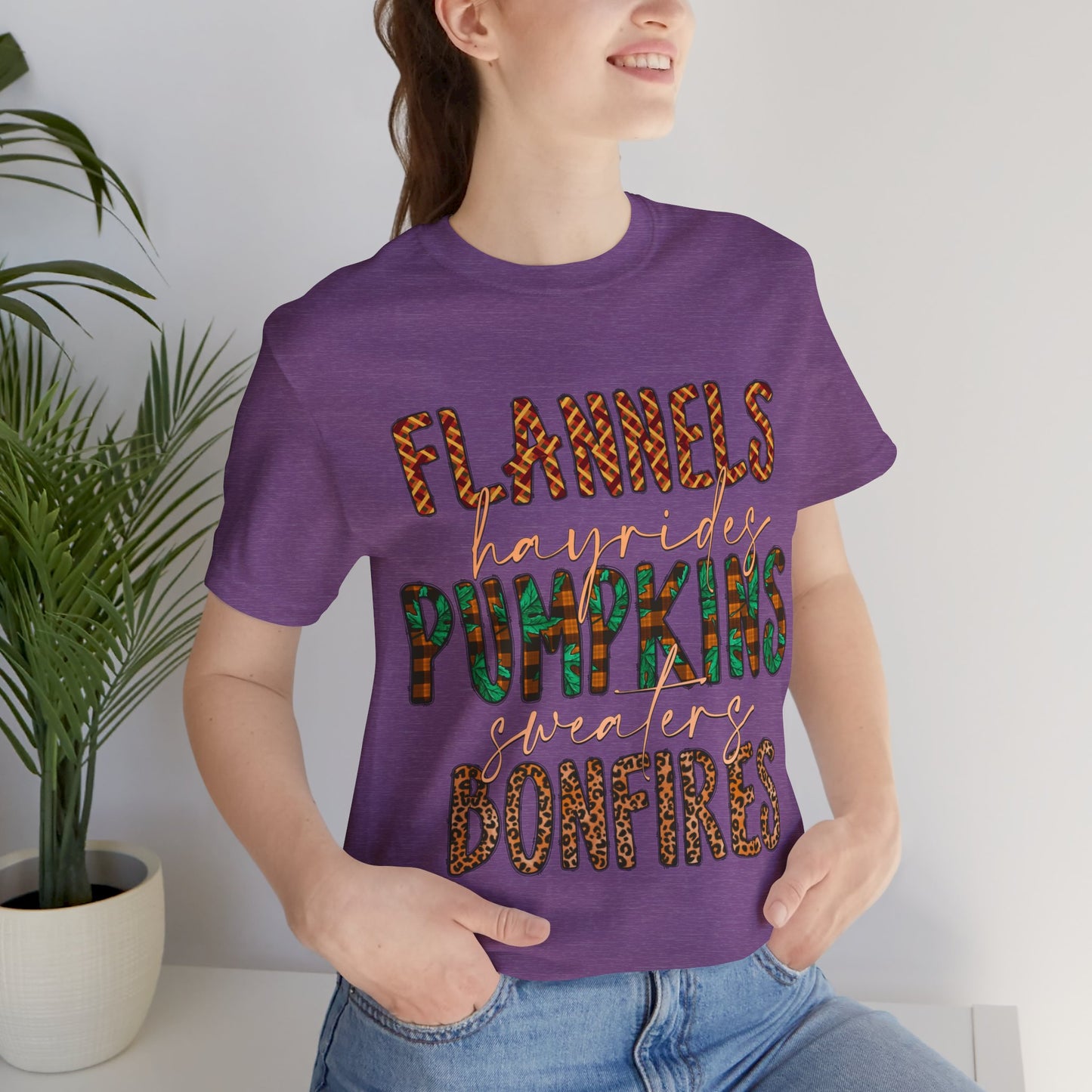 Flannels, Hayrides, Pumpkins, Sweaters, Bonfires Jersey Short Sleeve Tee