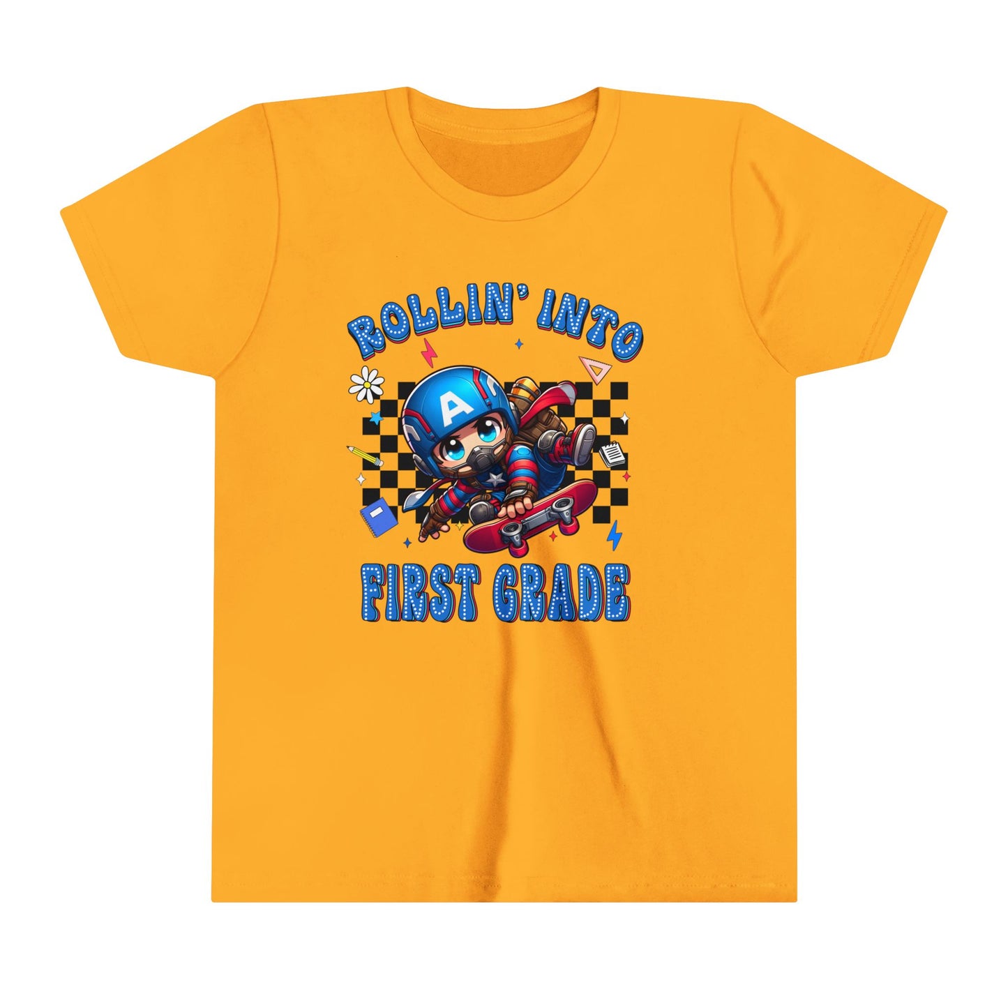 CAPTAIN AMERICA - Rollin' Into 1st Grade Youth Short Sleeve Tee